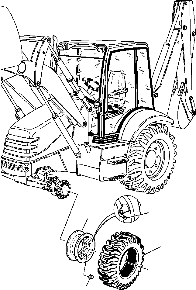 Схема запчастей Komatsu WB150PS-2N - FIG. S-A ОПЦ.AL ОБОД КОЛЕСА И ШИНЫ ПОДВЕСКА И КОЛЕСА