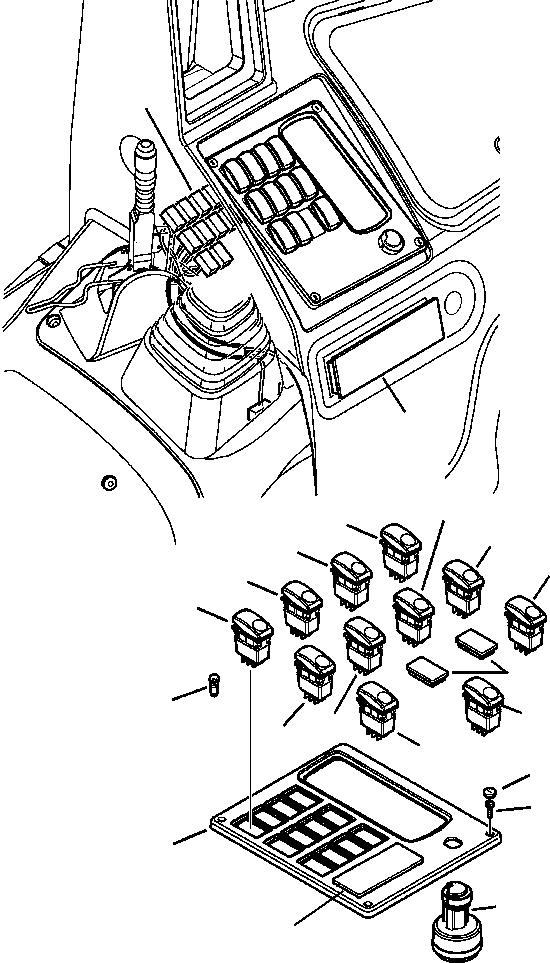 Схема запчастей Komatsu WB156PS-5 - E-A КАБИНА ЭЛЕКТРОПРОВОДКА ПЕРЕКЛЮЧАТЕЛЬ ПАНЕЛЬ ЭЛЕКТРИКА