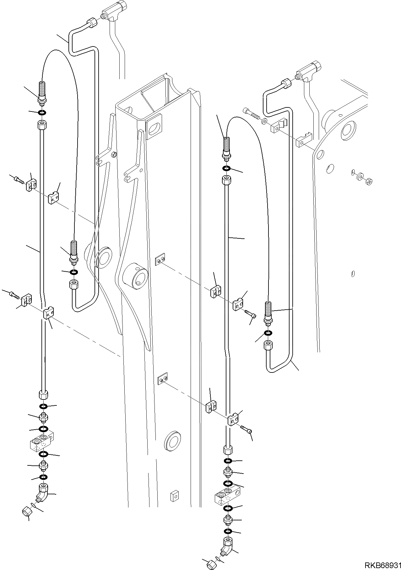 Схема запчастей Komatsu WB93R-5E0 - ГИДРОЛИНИЯ (РЕЖУЩ. И ВРАЩАЮЩ. КОВШ) (/) РАБОЧЕЕ ОБОРУДОВАНИЕ ГИДРАВЛИКА