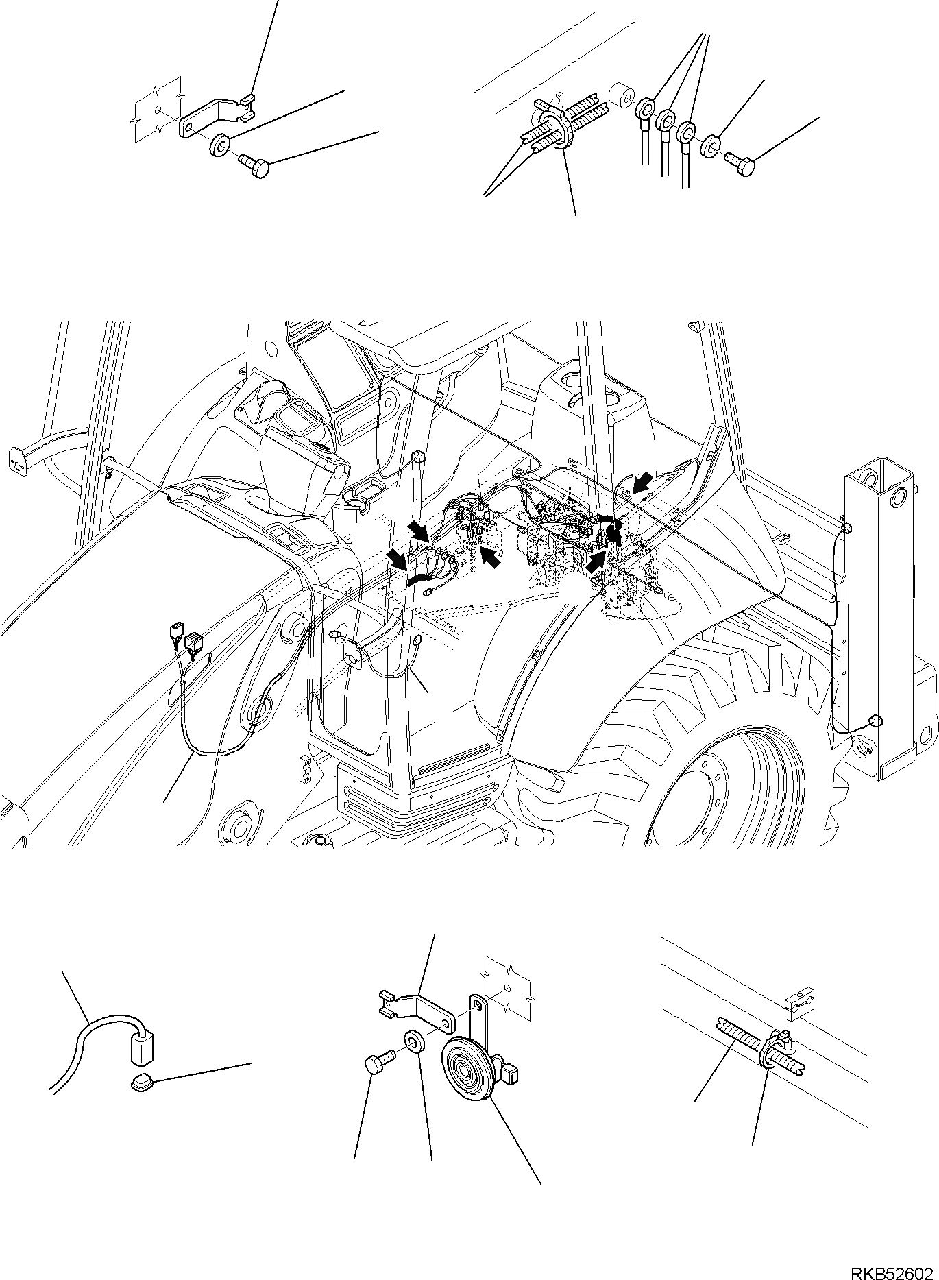 Схема запчастей Komatsu WB93R-5E0 - ЭЛЕКТРИКА (РАМА ЛИНИЯ) (/) КОМПОНЕНТЫ ДВИГАТЕЛЯ И ЭЛЕКТРИКА