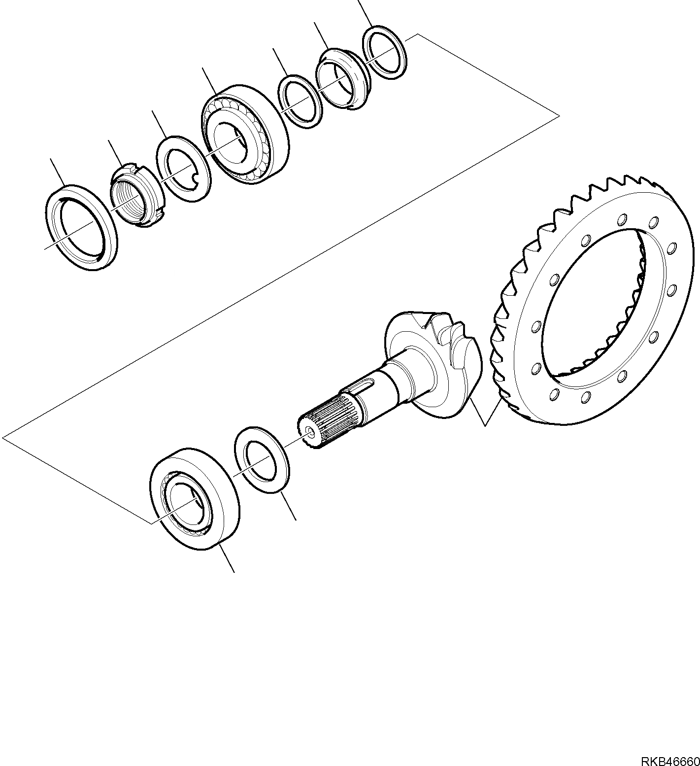 Схема запчастей Komatsu WB93R-5E0 - ЗАДН. МОСТ (/8) РАМА