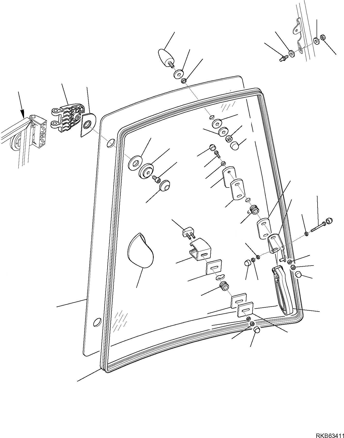 Схема запчастей Komatsu WB93R-5E0 - КАБИНА (/) ЧАСТИ КОРПУСА И КАБИНА