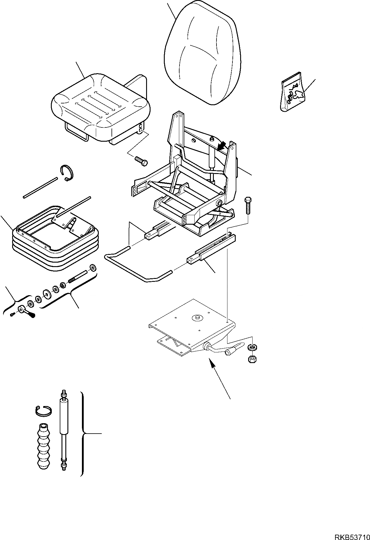 Схема запчастей Komatsu WB93R-5E0 - СИДЕНЬЕ ОПЕРАТОРА (/) ЧАСТИ КОРПУСА И КАБИНА