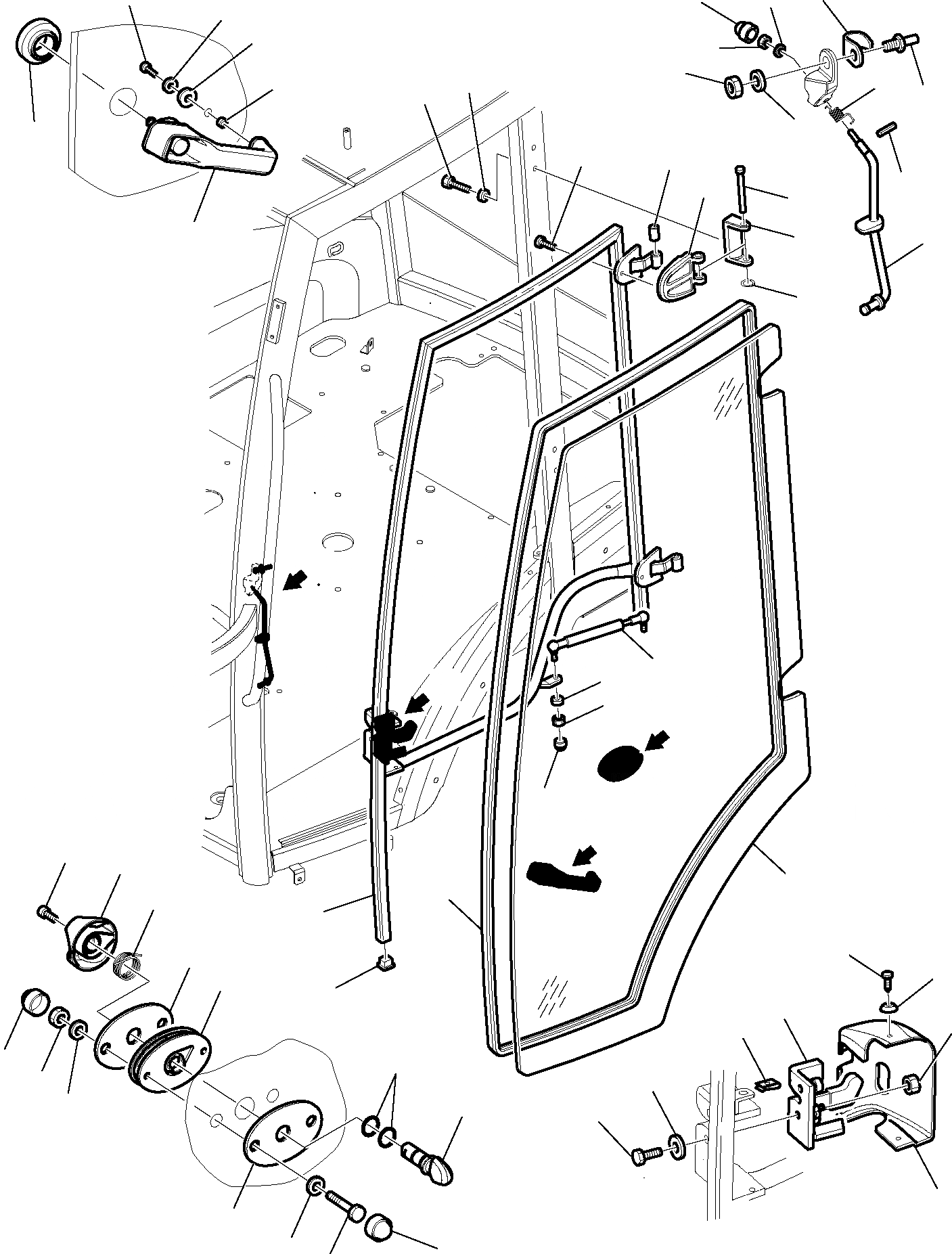 Схема запчастей Komatsu WB93S-5 - КАБИНА (/) ЧАСТИ КОРПУСА И КАБИНА