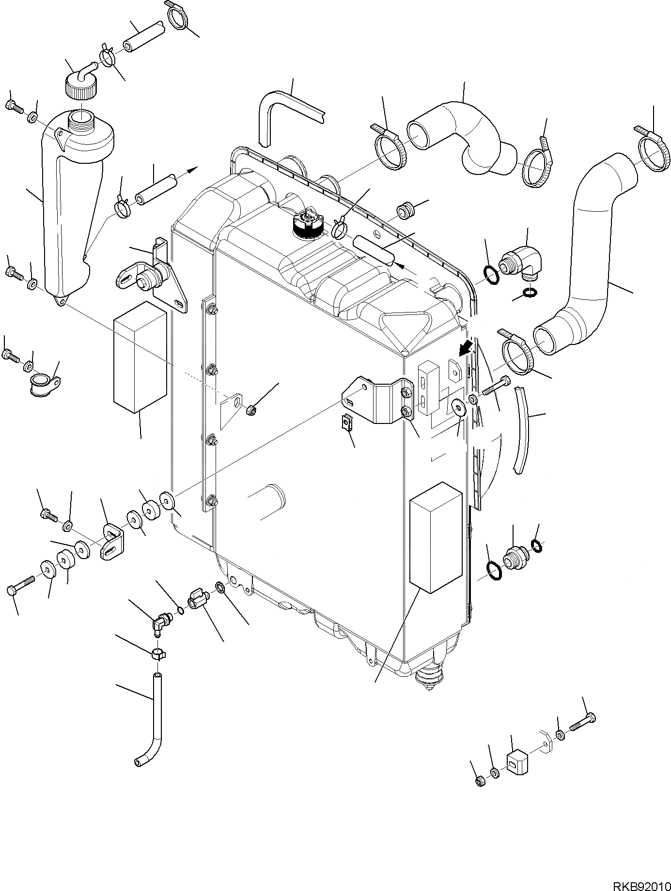 Схема запчастей Komatsu WB93S-5E0 - РАДИАТОР (/) КОМПОНЕНТЫ ДВИГАТЕЛЯ И ЭЛЕКТРИКА