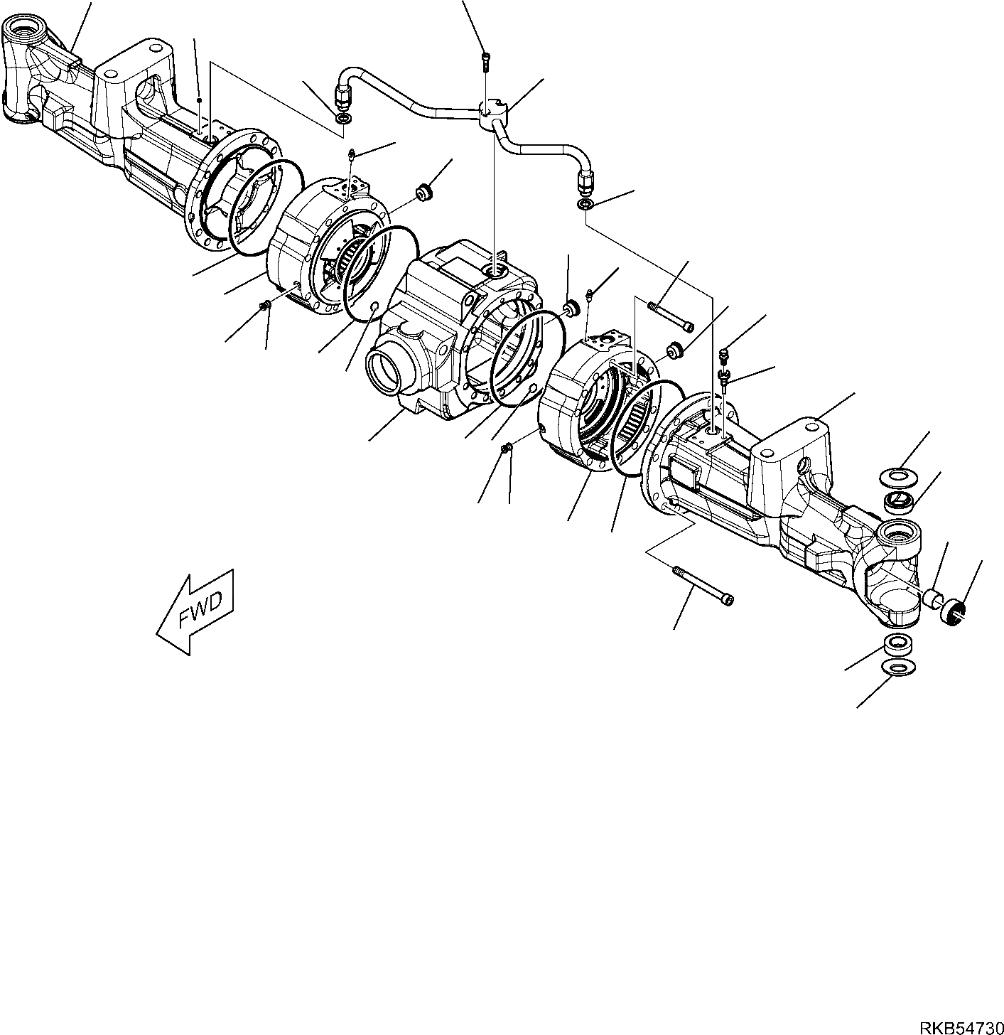 Схема запчастей Komatsu WB93S-5E0 - ЗАДН. МОСТ (/) РАМА