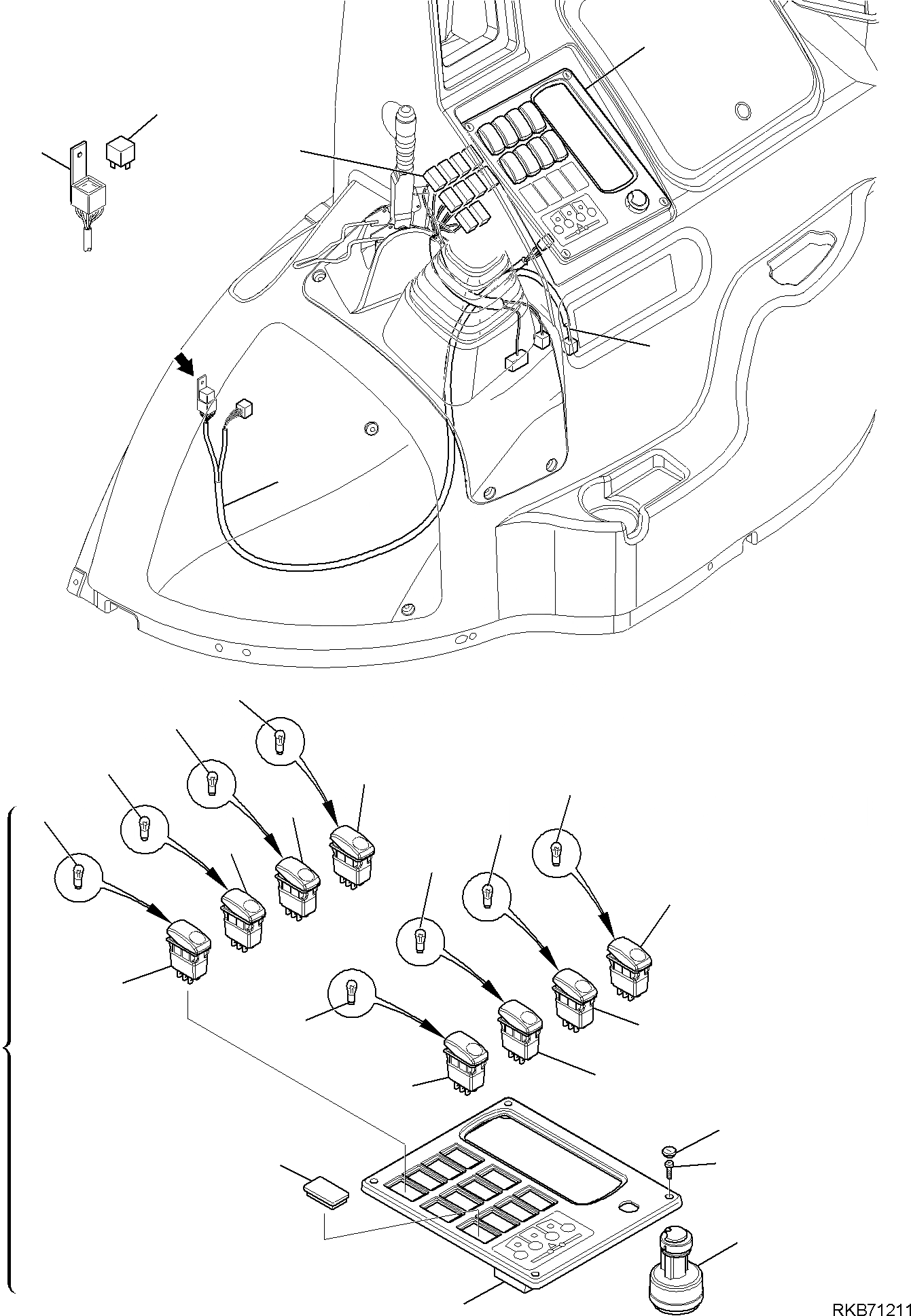 Схема запчастей Komatsu WB93S-5E0 - ЭЛЕКТРИКА (КАБИНА) (/) КОМПОНЕНТЫ ДВИГАТЕЛЯ И ЭЛЕКТРИКА