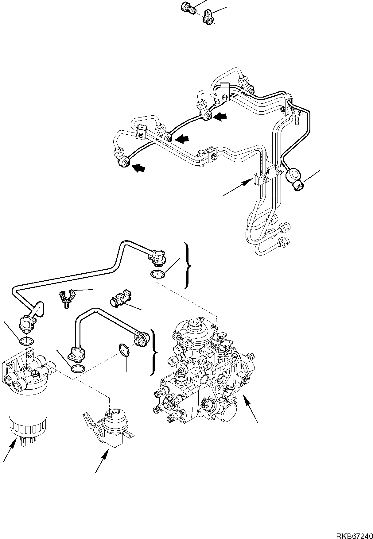 Схема запчастей Komatsu WB97R-5E0 - ТОПЛИВН. ЛИНИЯ ДВИГАТЕЛЬ