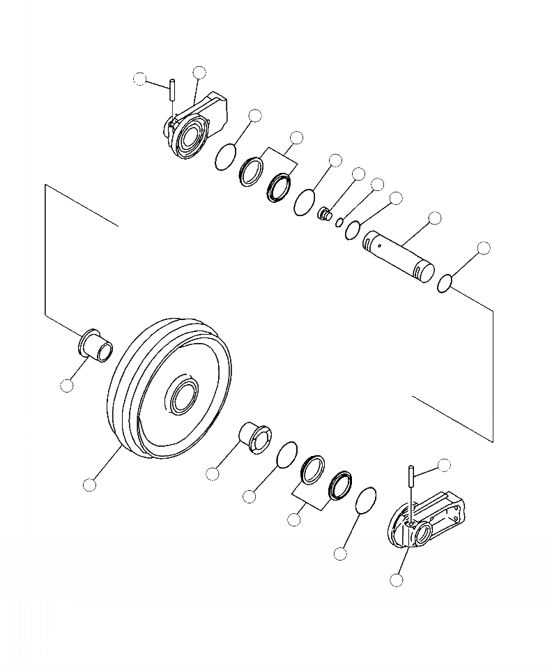 Схема запчастей Komatsu XT430-2 - R-A ПЕРЕДН. ЛЕНИВЕЦ НИЖН.CARRIAGE