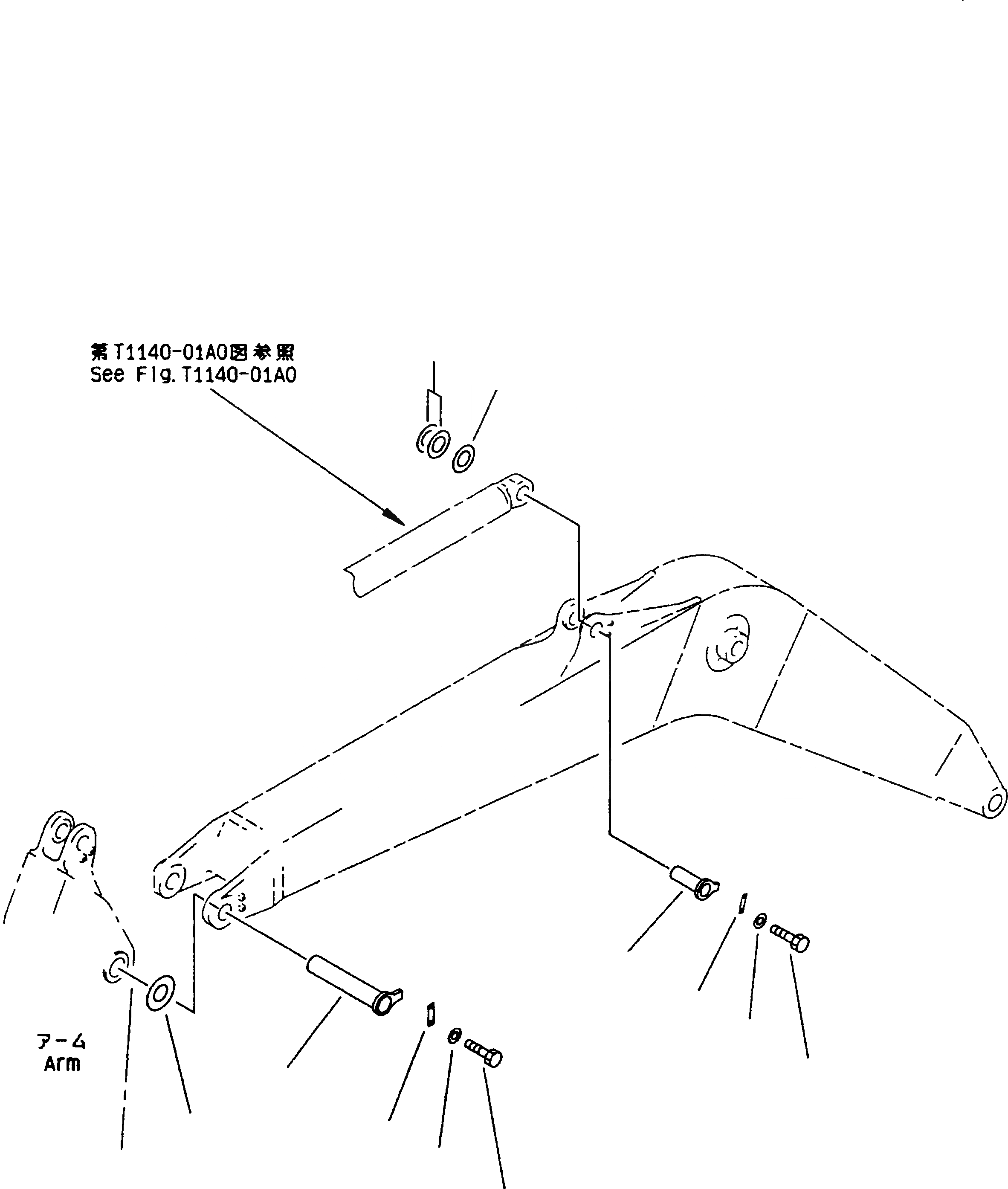 Схема запчастей Komatsu PC200-6S - СТРЕЛА (ВЕРХН. ПАЛЕЦ И НИЖН. ПАЛЕЦ) РАБОЧЕЕ ОБОРУДОВАНИЕ