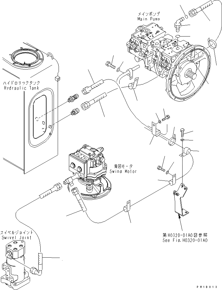 Схема запчастей Komatsu PC200-7 - ВОЗВРАТН. ЛИНИИ ГИДРАВЛИКА