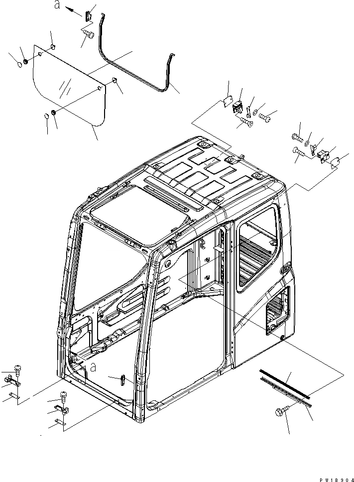 Схема запчастей Komatsu PC200-7 - КАБИНА (ПЕРЕДН. НИЖН. ОКНА) КАБИНА ОПЕРАТОРА И СИСТЕМА УПРАВЛЕНИЯ