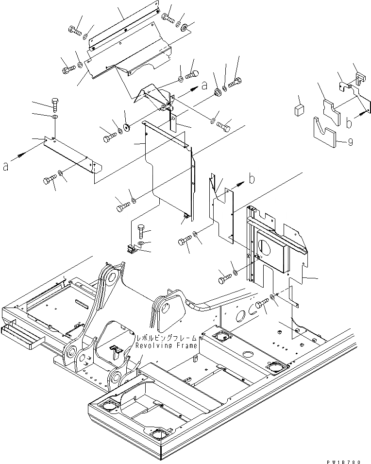 Схема запчастей Komatsu PC200-7 - ПЕРЕГОРОДКА. (КАБИНА) ЧАСТИ КОРПУСА