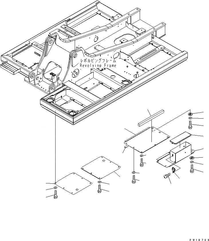 Схема запчастей Komatsu PC200-7 - НИЖН. КРЫШКА (ОСНОВНАЯ РАМА)(ЛЕВ. КРЫШКАAND ЯЩИК Д/ИНСТРУМЕНТА) ЧАСТИ КОРПУСА