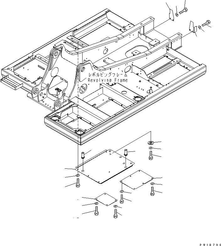 Схема запчастей Komatsu PC200-7 - НИЖН. КРЫШКА (ОСНОВНАЯ РАМА)(ОТСЕК ДВИГАТЕЛЯ) ЧАСТИ КОРПУСА