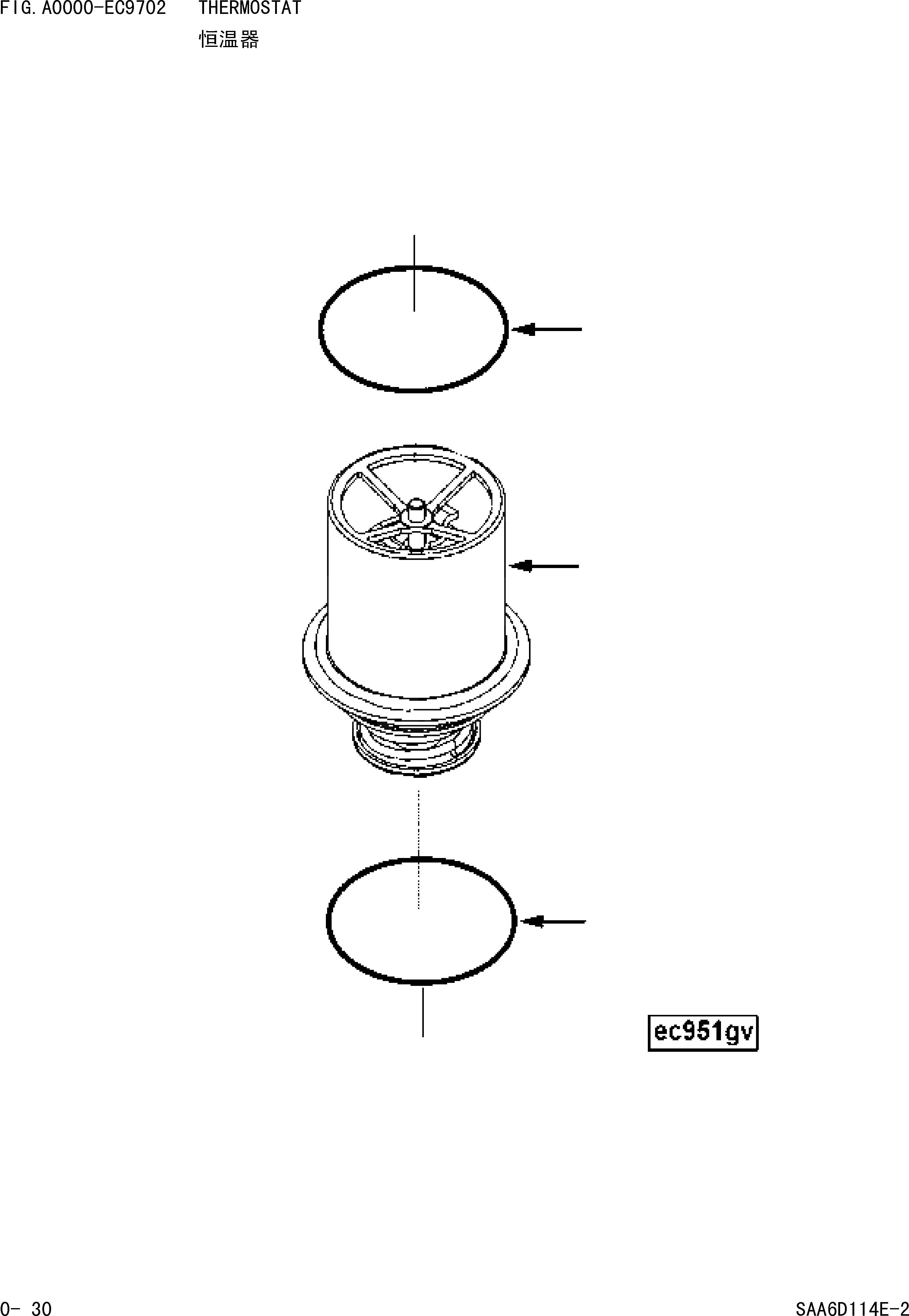 Схема запчастей Komatsu WA380-3 - ТЕРМОСТАТ [ДВИГАТЕЛЬ]