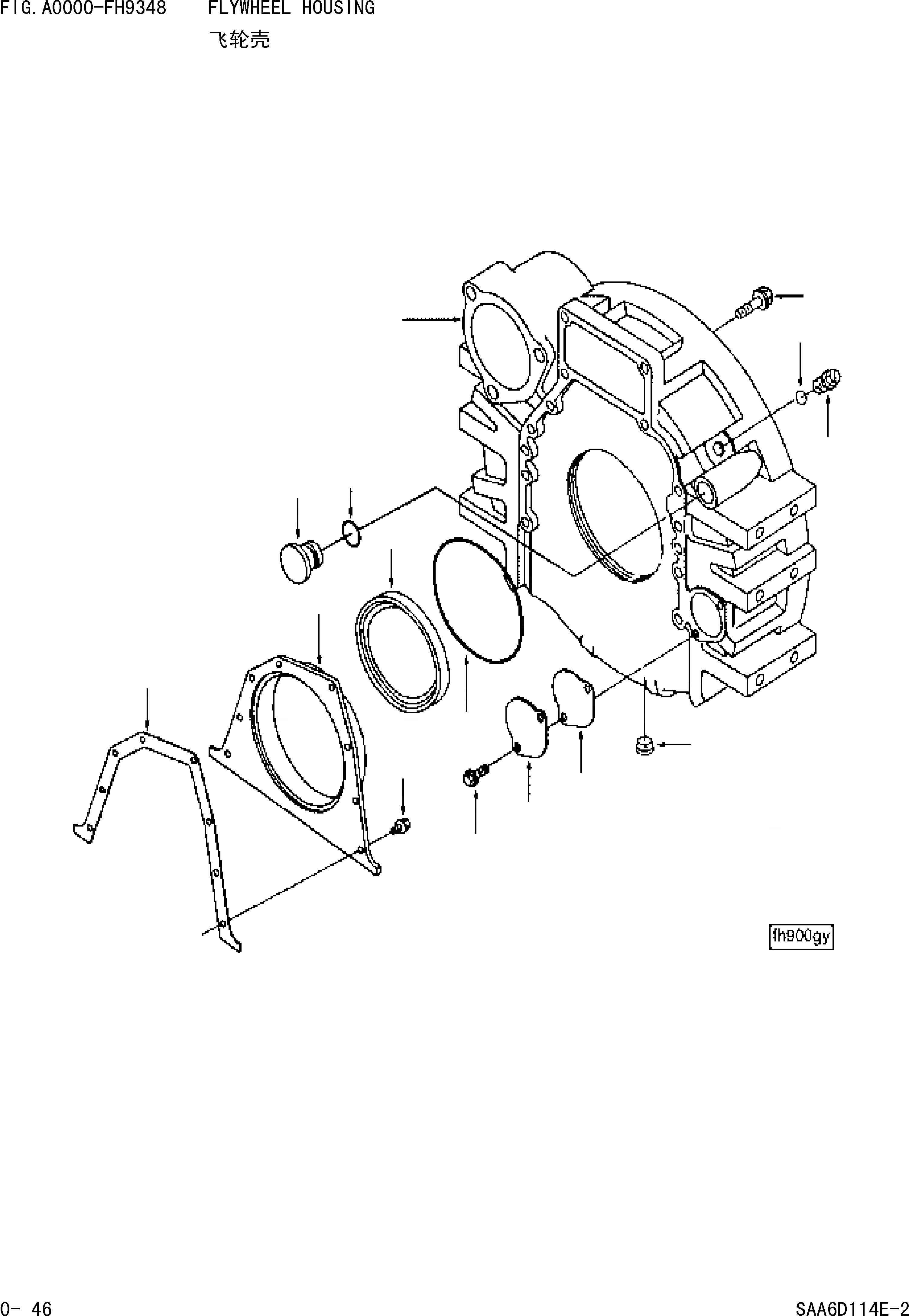Схема запчастей Komatsu WA380-3 - КАРТЕР МАХОВИКА [ДВИГАТЕЛЬ]