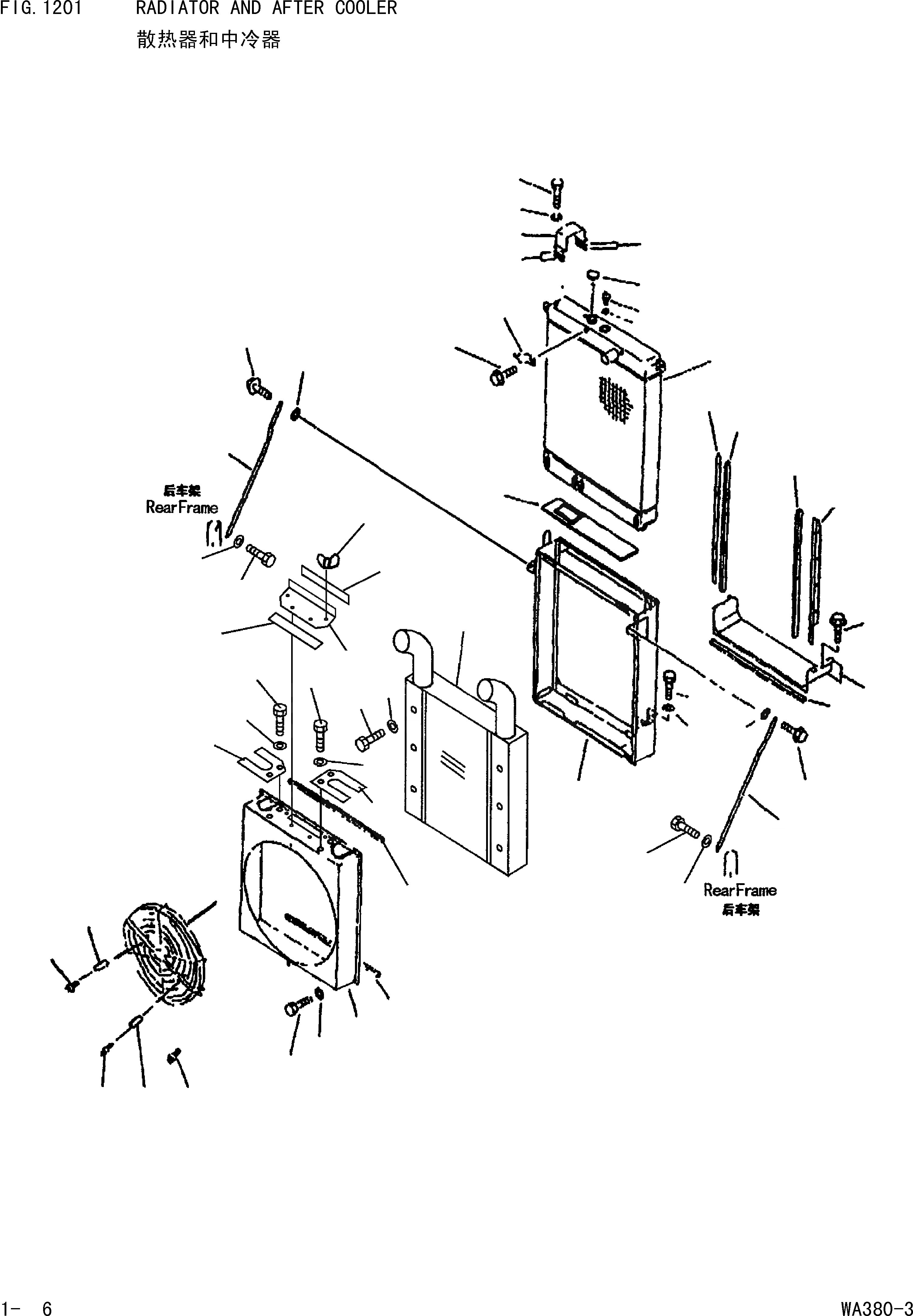 Схема запчастей Komatsu WA380-3 - РАДИАТОР И ПОСЛЕОХЛАДИТЕЛЬ [ДВИГАТЕЛЬ КОМПОНЕНТЫ И ЭЛЕКТРИКА]