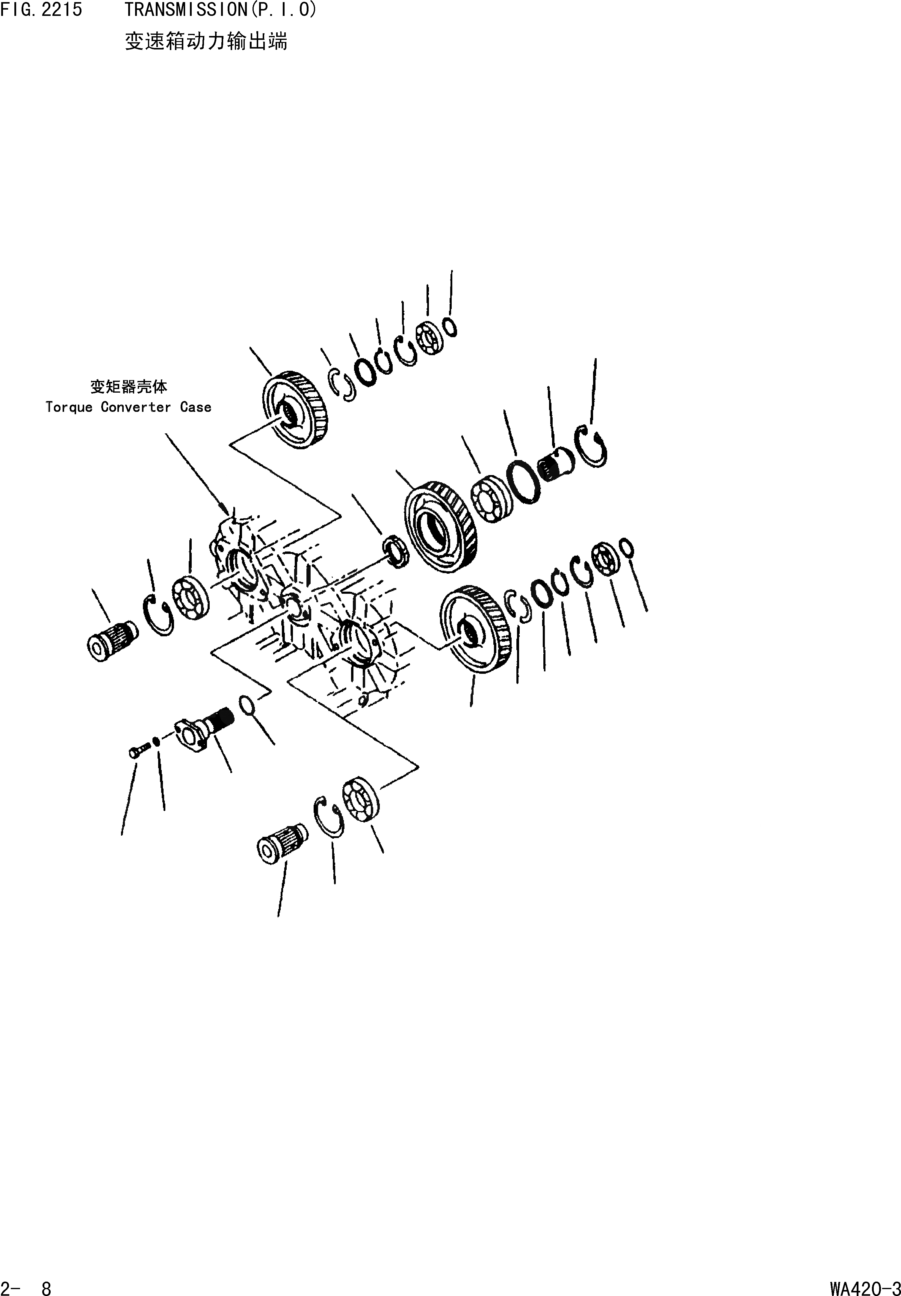 Схема запчастей Komatsu WA420-3 - TRANSIMSSION(P.T.O) [ТРАНСМИССИЯ]