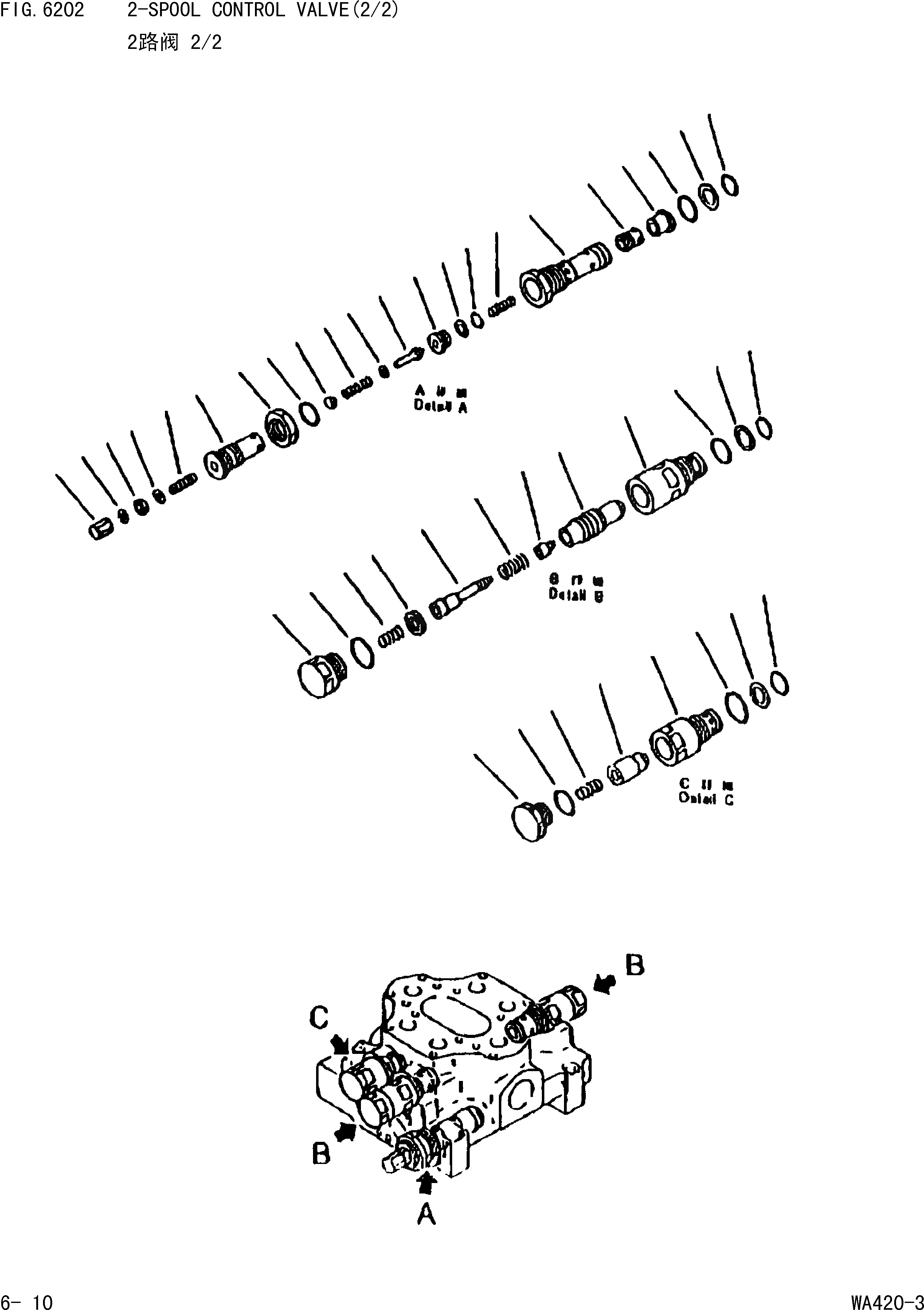 Схема запчастей Komatsu WA420-3 - 2-Х СЕКЦИОНН. УПРАВЛЯЮЩ. КЛАПАН(/) [УПРАВЛ-Е РАБОЧИМ ОБОРУДОВАНИЕМ]