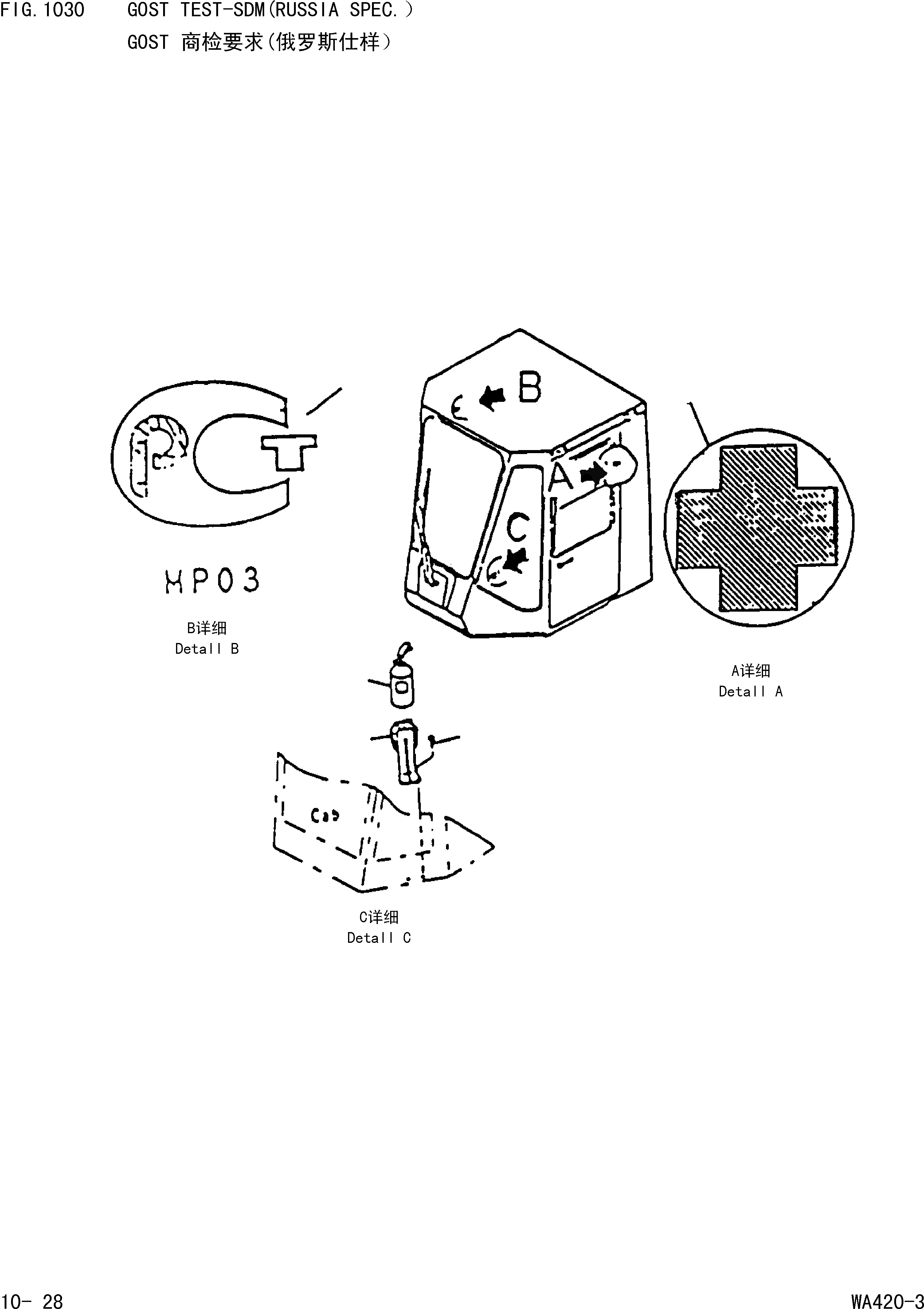 Схема запчастей Komatsu WA420-3 - GOST TEST-SDM(RUSSIA СПЕЦ-Я.) [НАВЕСНОЕ ОБОРУДОВАНИЕ(ОПЦ.)]