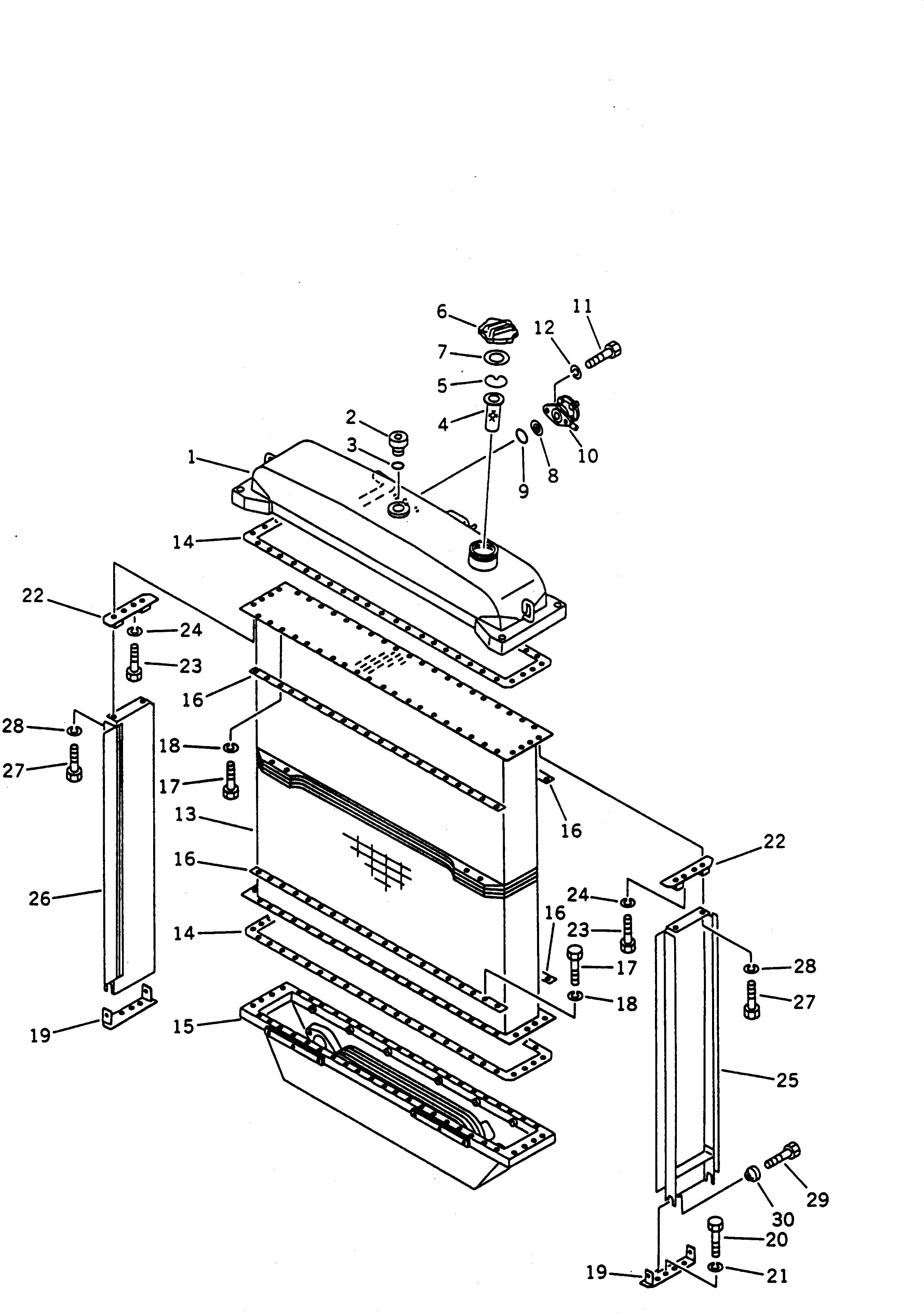 Схема запчастей Komatsu D135A-1 - РАДИАТОР КОМПОНЕНТЫ ДВИГАТЕЛЯ И ЭЛЕКТРИКА