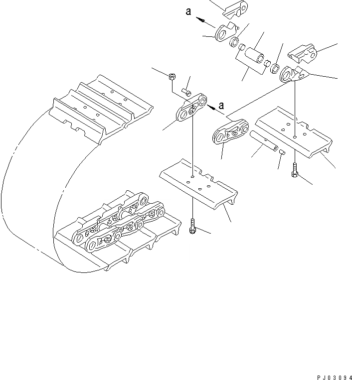 Схема запчастей Komatsu D135A-1 - ГУСЕНИЦЫ (СМАЗЫВ. ТИПА) (ОДИНОЧН. ГРУНТОЗАЦЕП) ГУСЕНИЦЫ