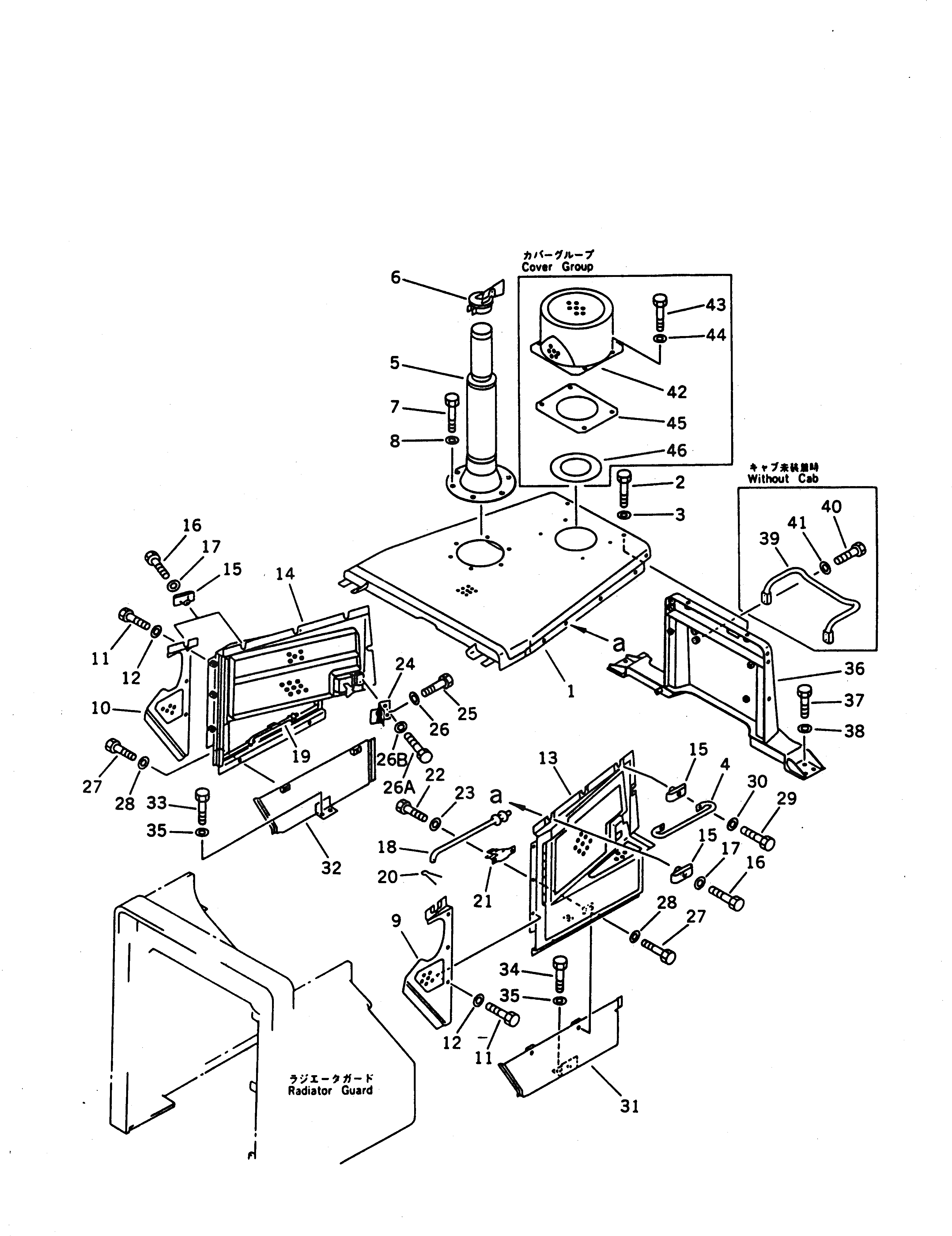 Схема запчастей Komatsu D135A-1 - КАПОТ И ПРИБОРНАЯ ПАНЕЛЬ ЧАСТИ КОРПУСА