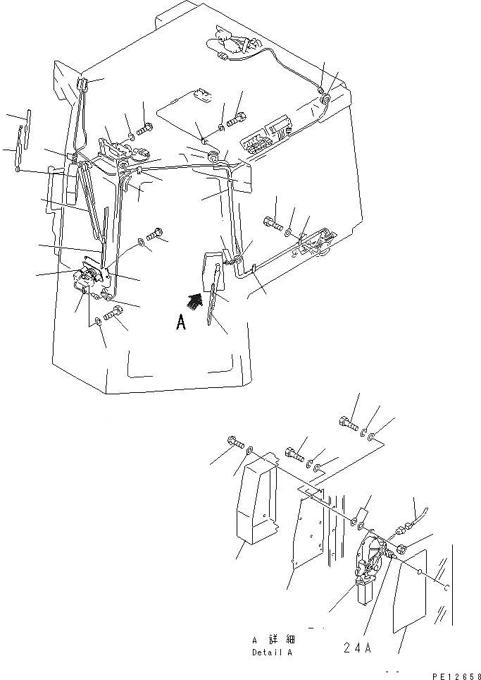 Схема запчастей Komatsu D135A-1 - СТАЛЬНАЯ КАБИНА (ЭЛЕКТРИКА¤ ПЕРЕДН.) (7/9) ЧАСТИ КОРПУСА
