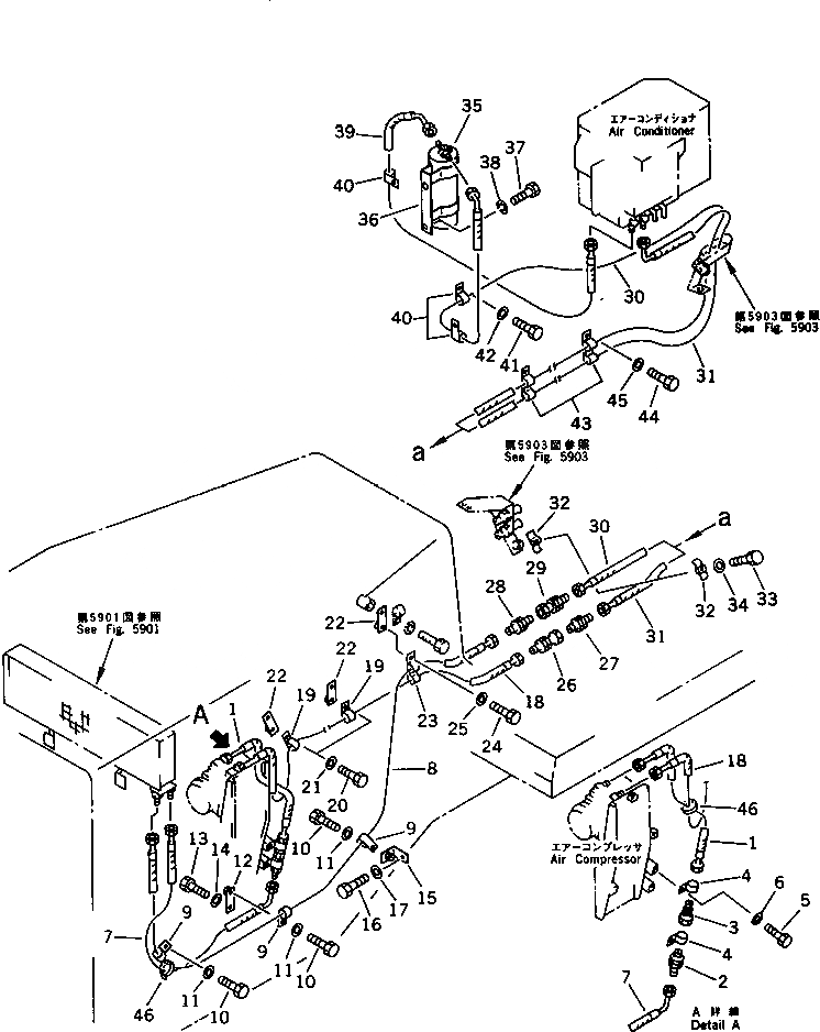 Схема запчастей Komatsu D135A-1 - СИСТЕМА ТРУБ ОХЛАЖДЕНИЯ ЧАСТИ КОРПУСА