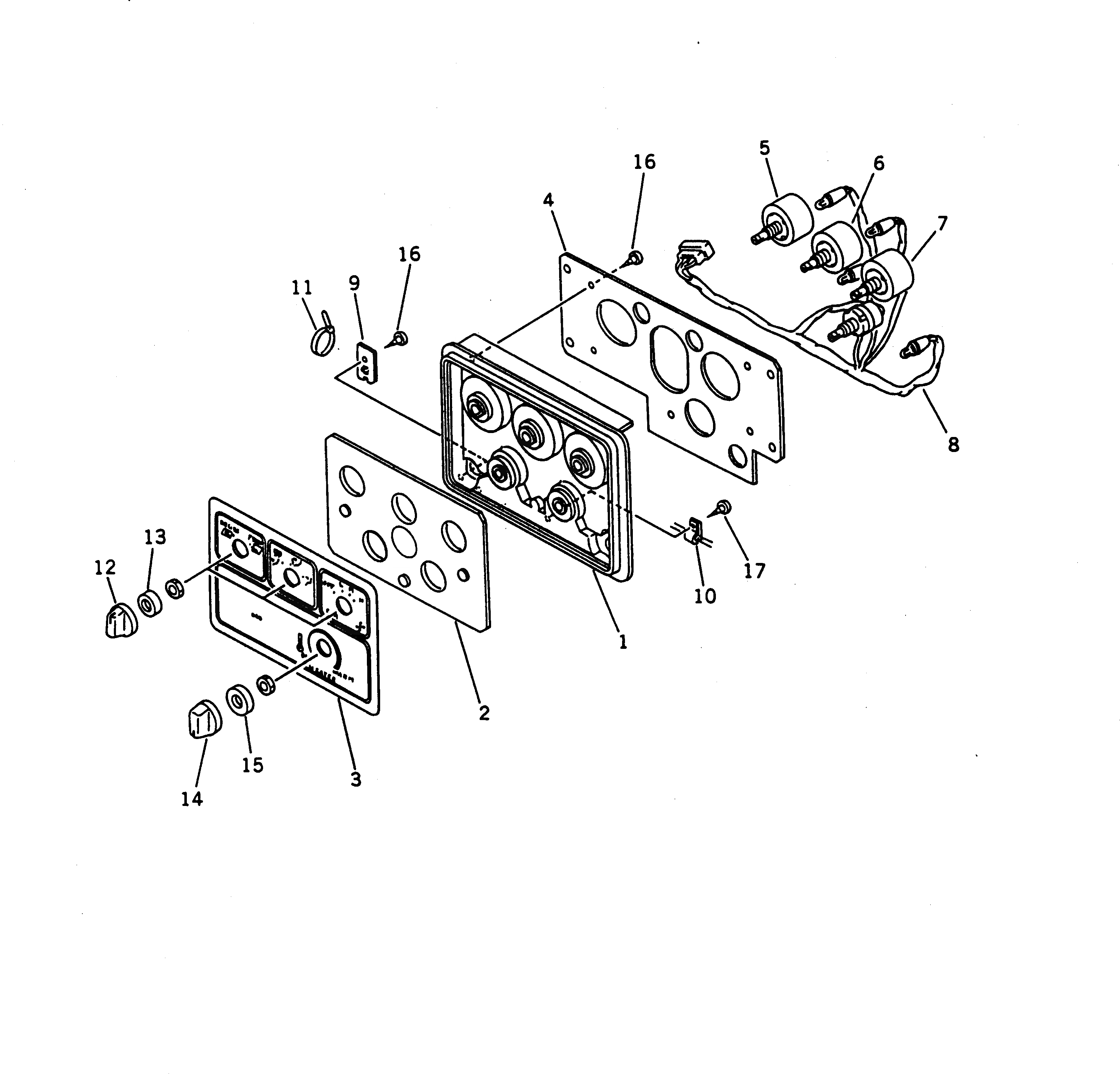 Схема запчастей Komatsu D135A-1 - ПАНЕЛЬ УПРАВЛЕНИЯ (ДЛЯ ОТОПИТЕЛЯ) ЧАСТИ КОРПУСА