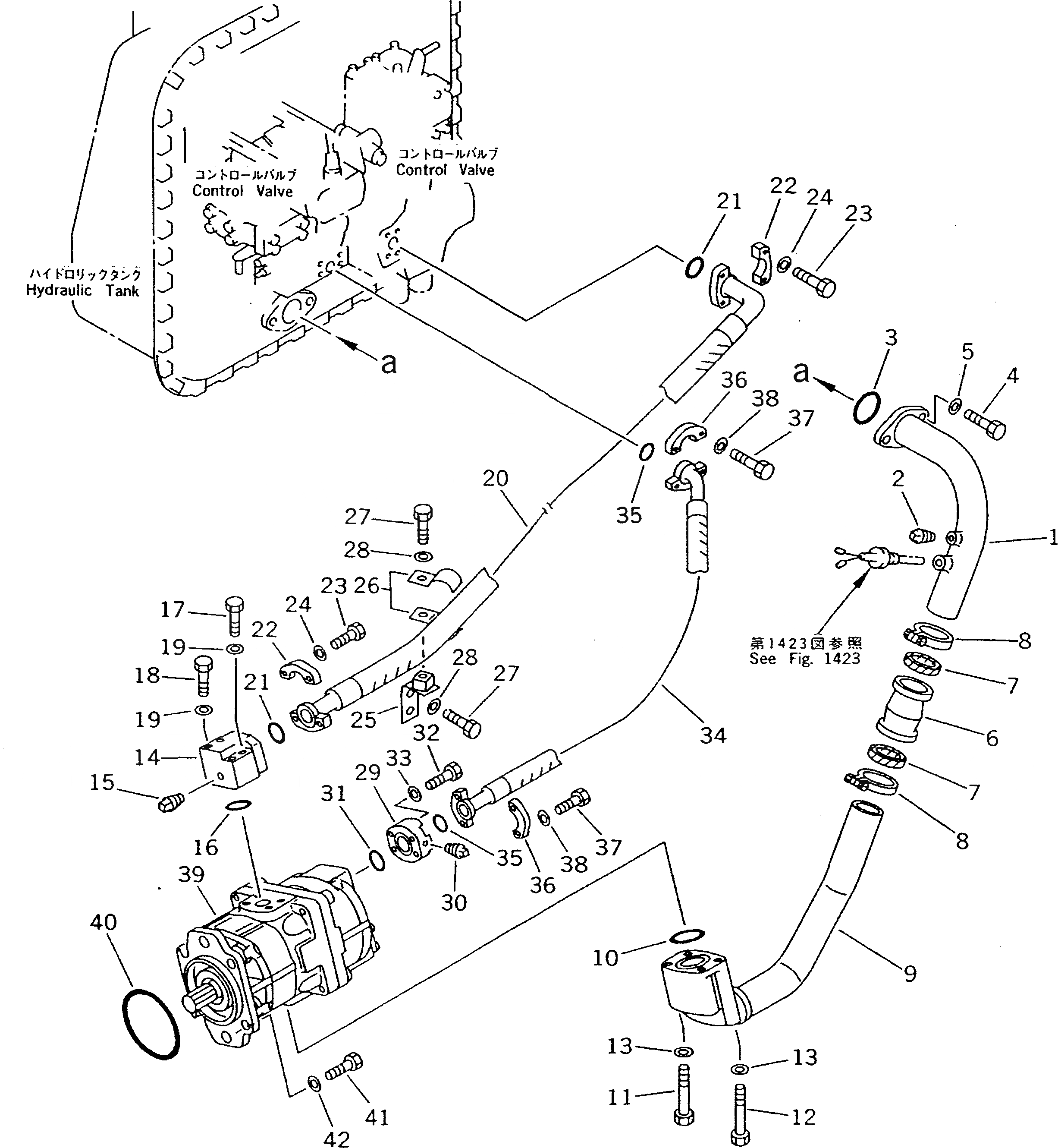 Схема запчастей Komatsu D135A-1 - ГИДРОЛИНИЯ (ИЗ БАКА В НАСОС) (ДЛЯ РЫХЛИТЕЛЬ) УПРАВЛ-Е РАБОЧИМ ОБОРУДОВАНИЕМ