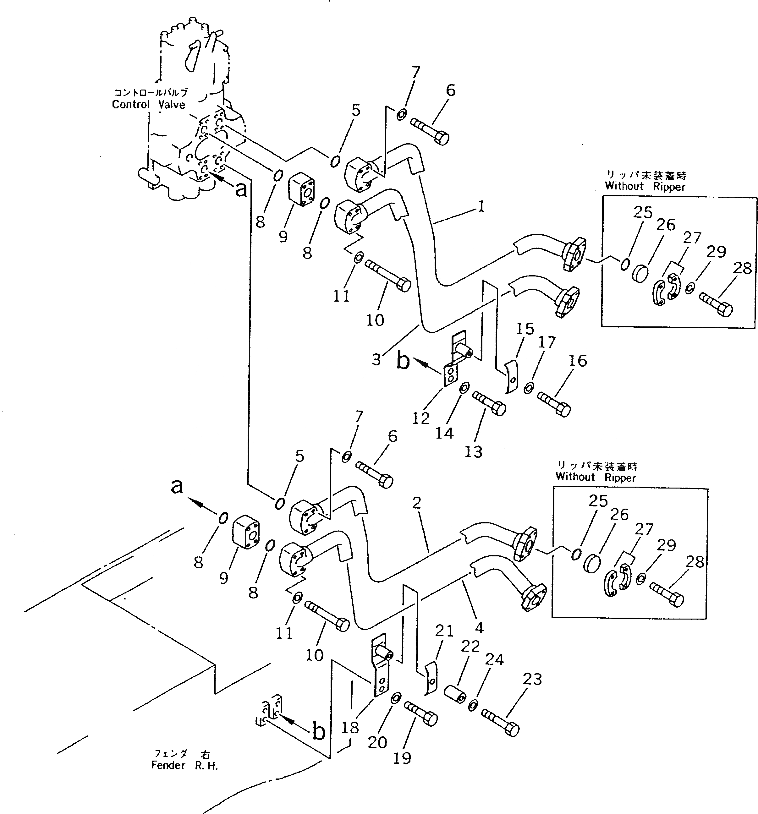 Схема запчастей Komatsu D135A-1 - ГИДРОЛИНИЯ (БАК - ЦИЛИНДР РЫХЛИТЕЛЯ) УПРАВЛ-Е РАБОЧИМ ОБОРУДОВАНИЕМ