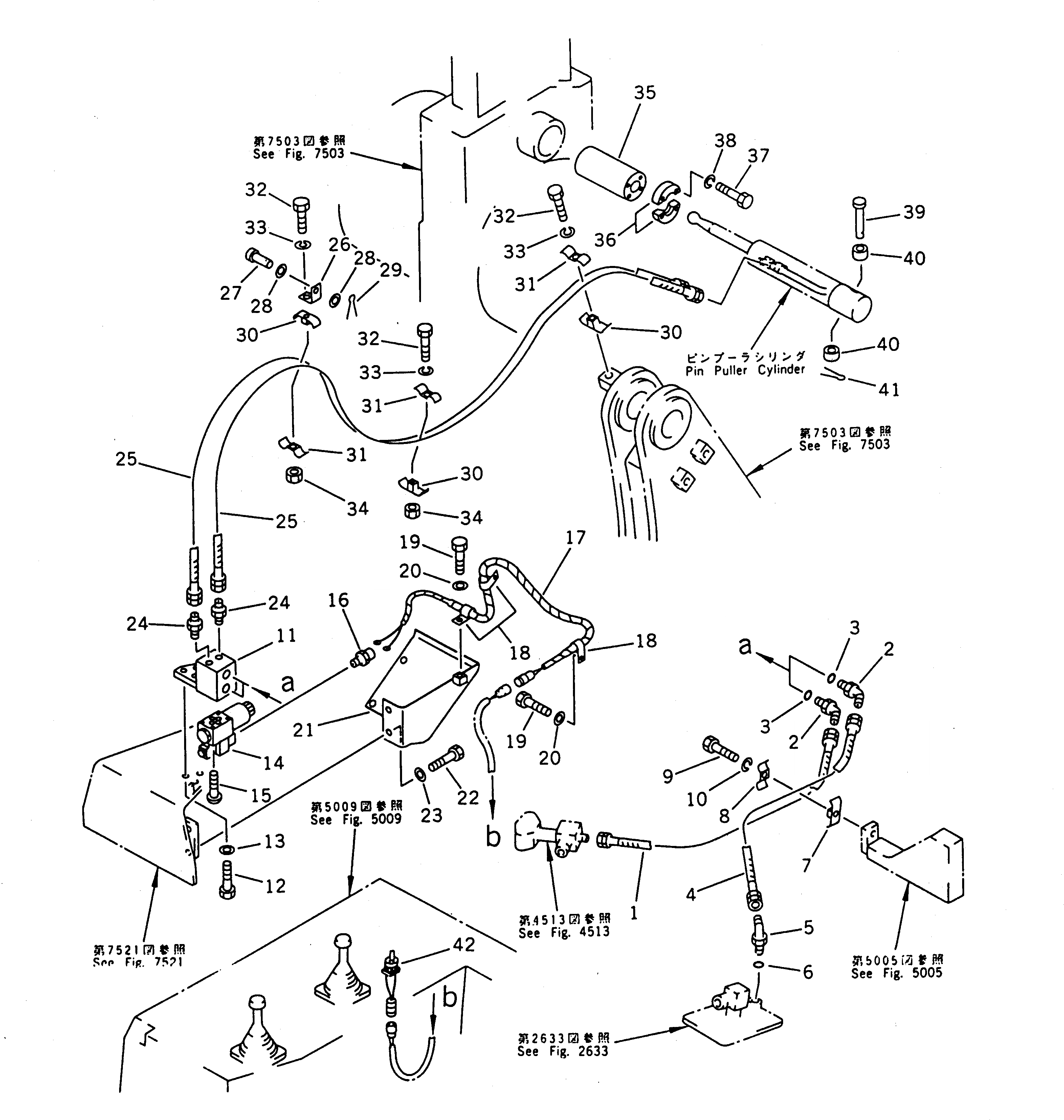 Схема запчастей Komatsu D135A-1 - ГИДРОЛИНИЯ (ПАЛЕЦ PULLER ЛИНИЯ) УПРАВЛ-Е РАБОЧИМ ОБОРУДОВАНИЕМ