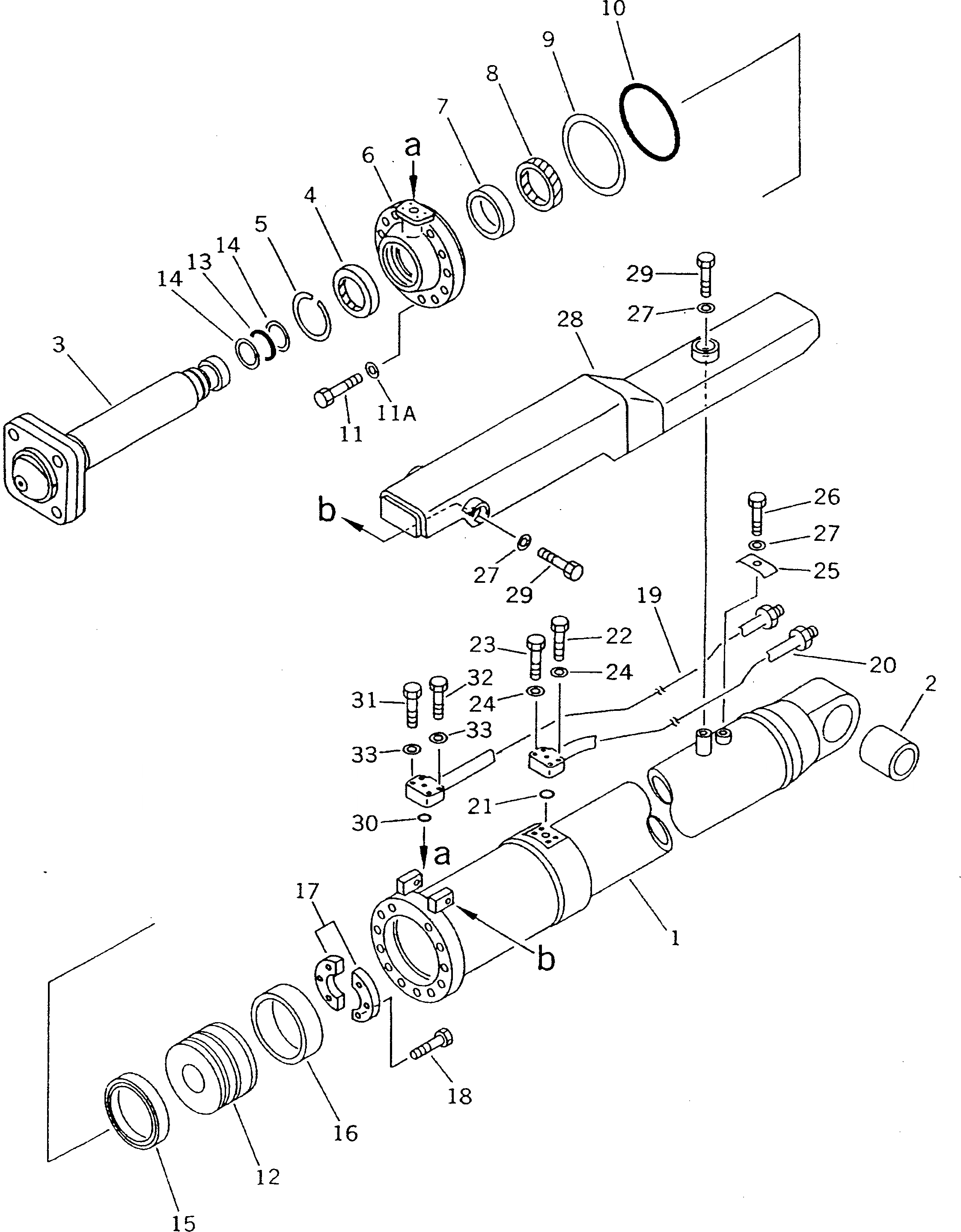 Схема запчастей Komatsu D135A-1 - ЦИЛИНДР ПЕРЕКОСА ОТВАЛА РАБОЧЕЕ ОБОРУДОВАНИЕ