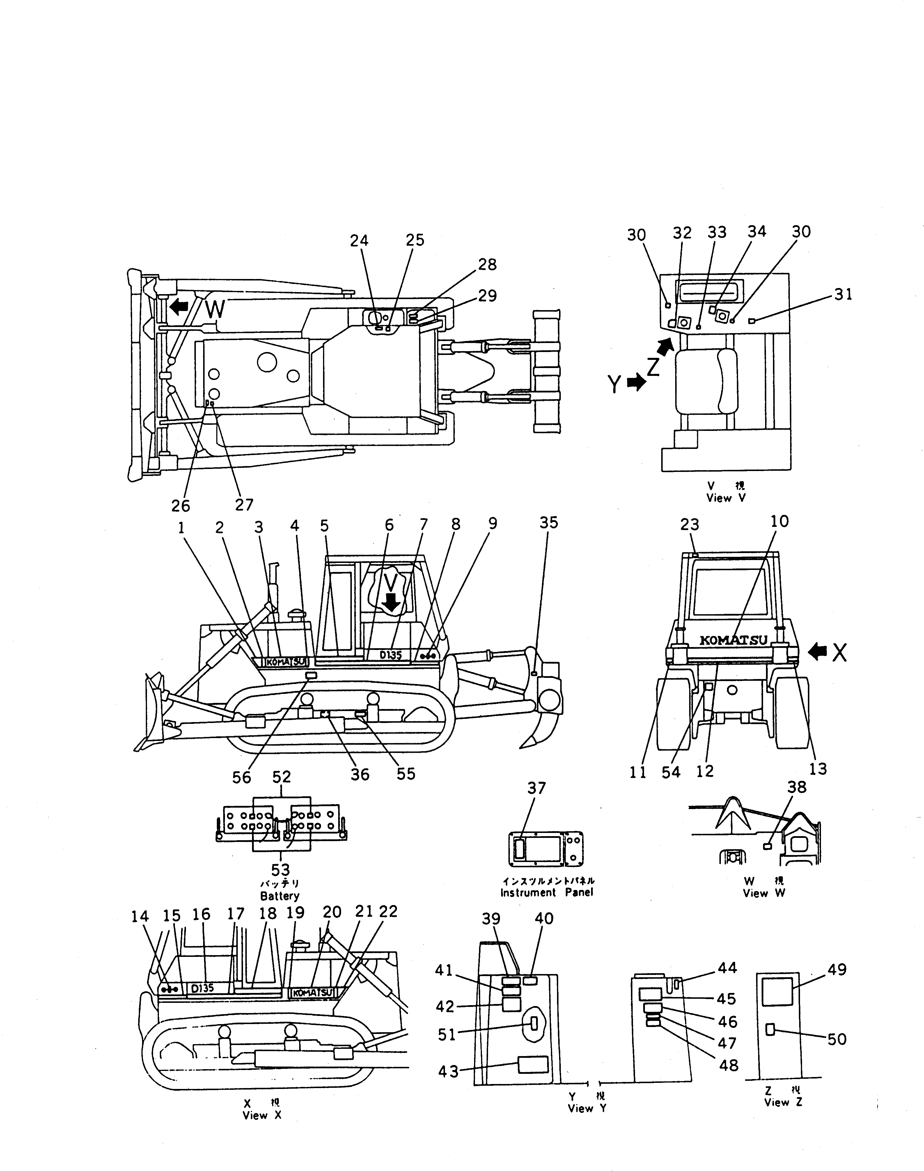 Схема запчастей Komatsu D135A-1 - МАРКИРОВКА МАРКИРОВКА¤ ИНСТРУМЕНТ И РЕМКОМПЛЕКТЫ