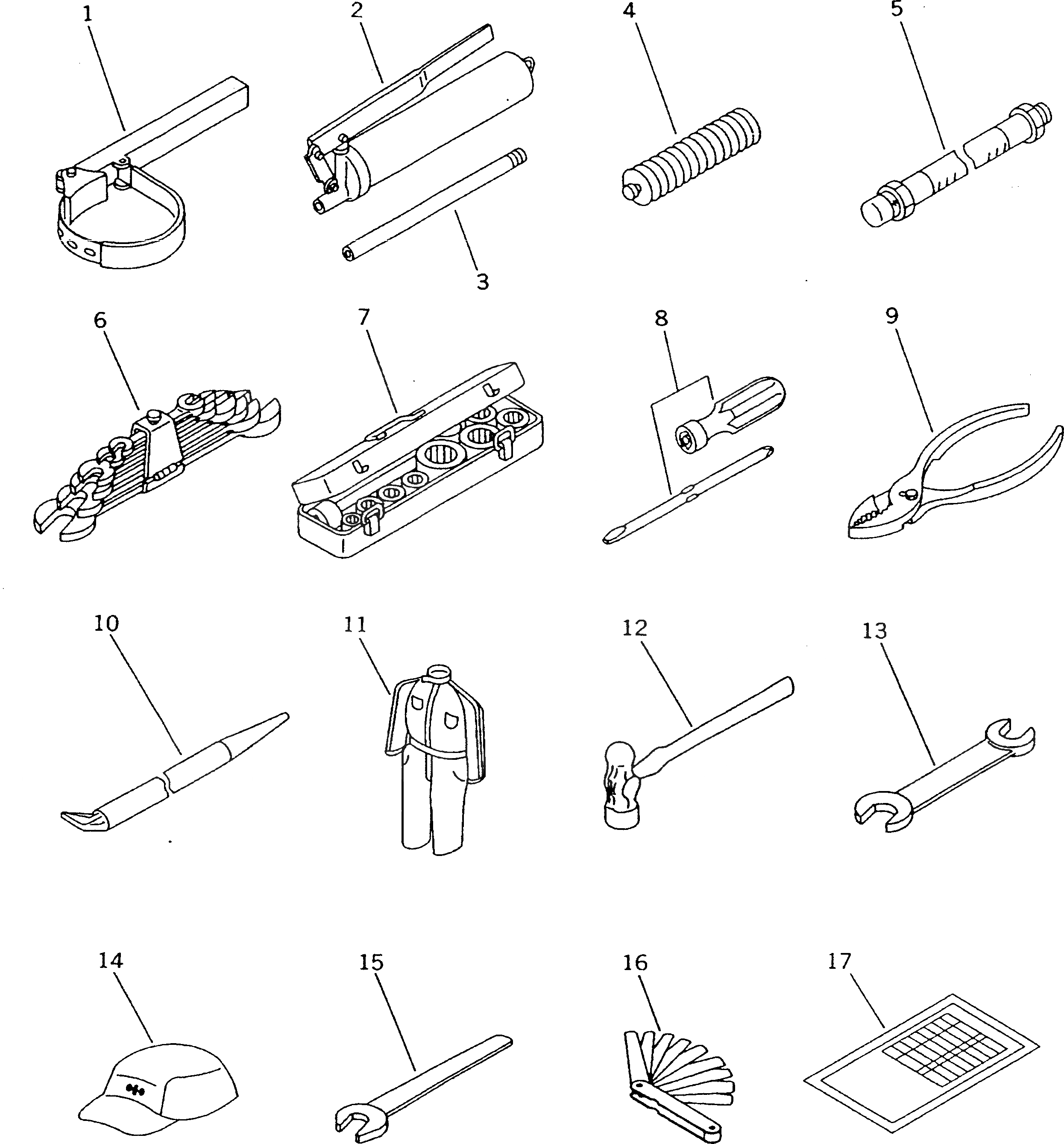 Схема запчастей Komatsu D135A-1 - ИНСТРУМЕНТ МАРКИРОВКА¤ ИНСТРУМЕНТ И РЕМКОМПЛЕКТЫ