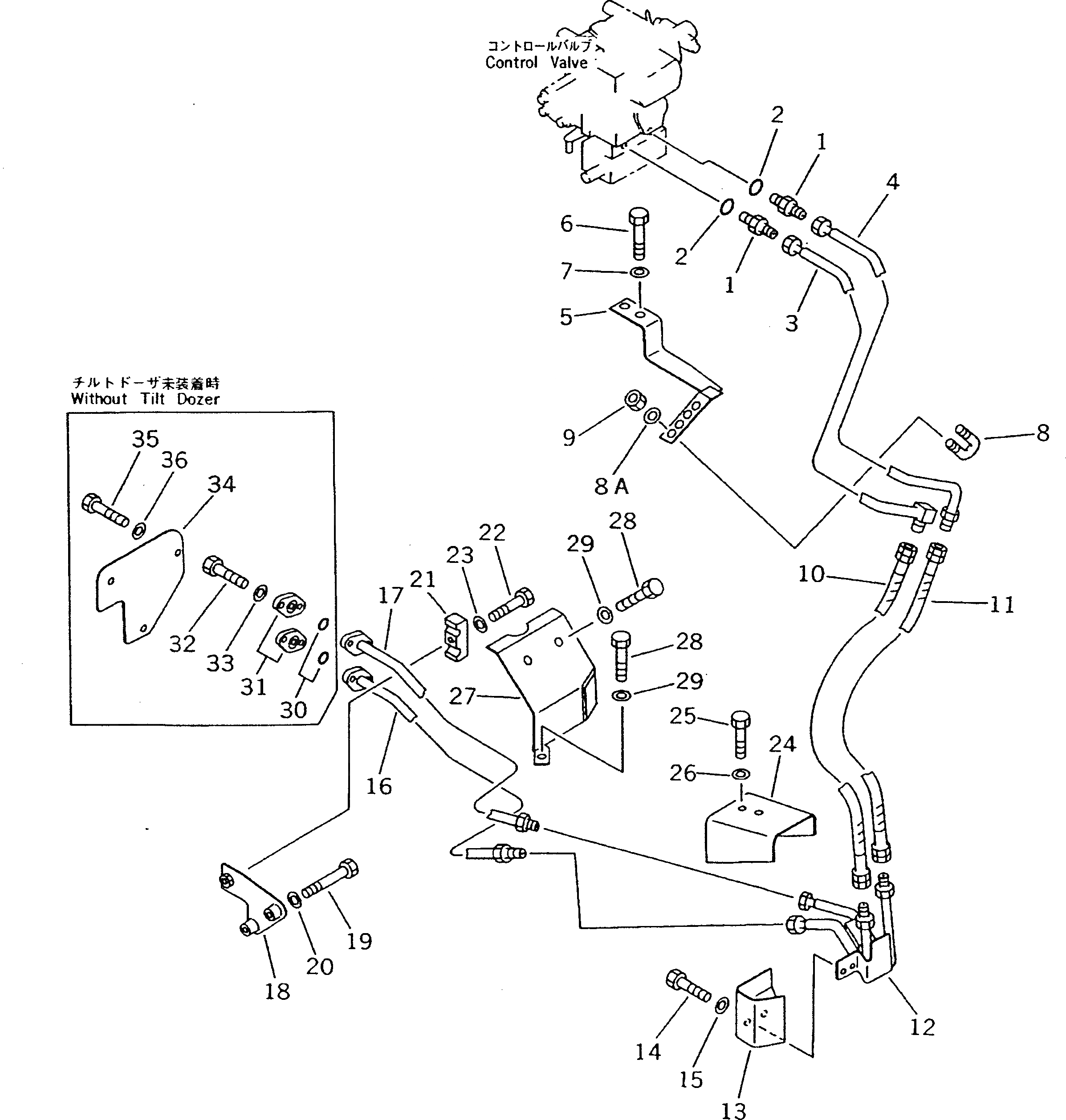 Схема запчастей Komatsu D135A-2 - ГИДРОЛИНИЯ (БАК - ЦИЛИНДР ПЕРЕКОСА) УПРАВЛ-Е РАБОЧИМ ОБОРУДОВАНИЕМ