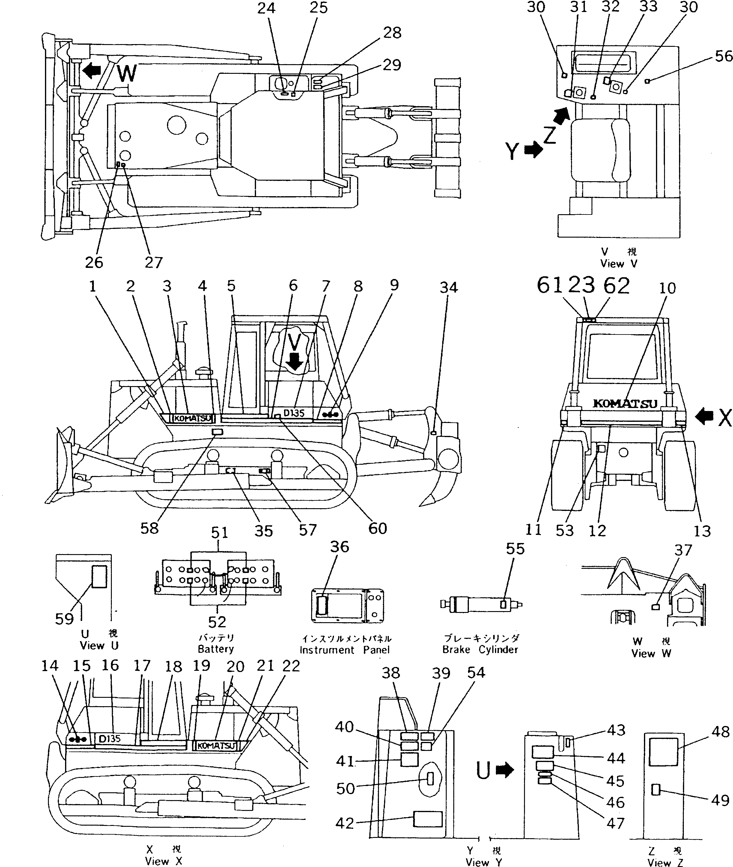 Схема запчастей Komatsu D135A-2 - МАРКИРОВКА (АНГЛ.)(№-) МАРКИРОВКА¤ ИНСТРУМЕНТ И РЕМКОМПЛЕКТЫ
