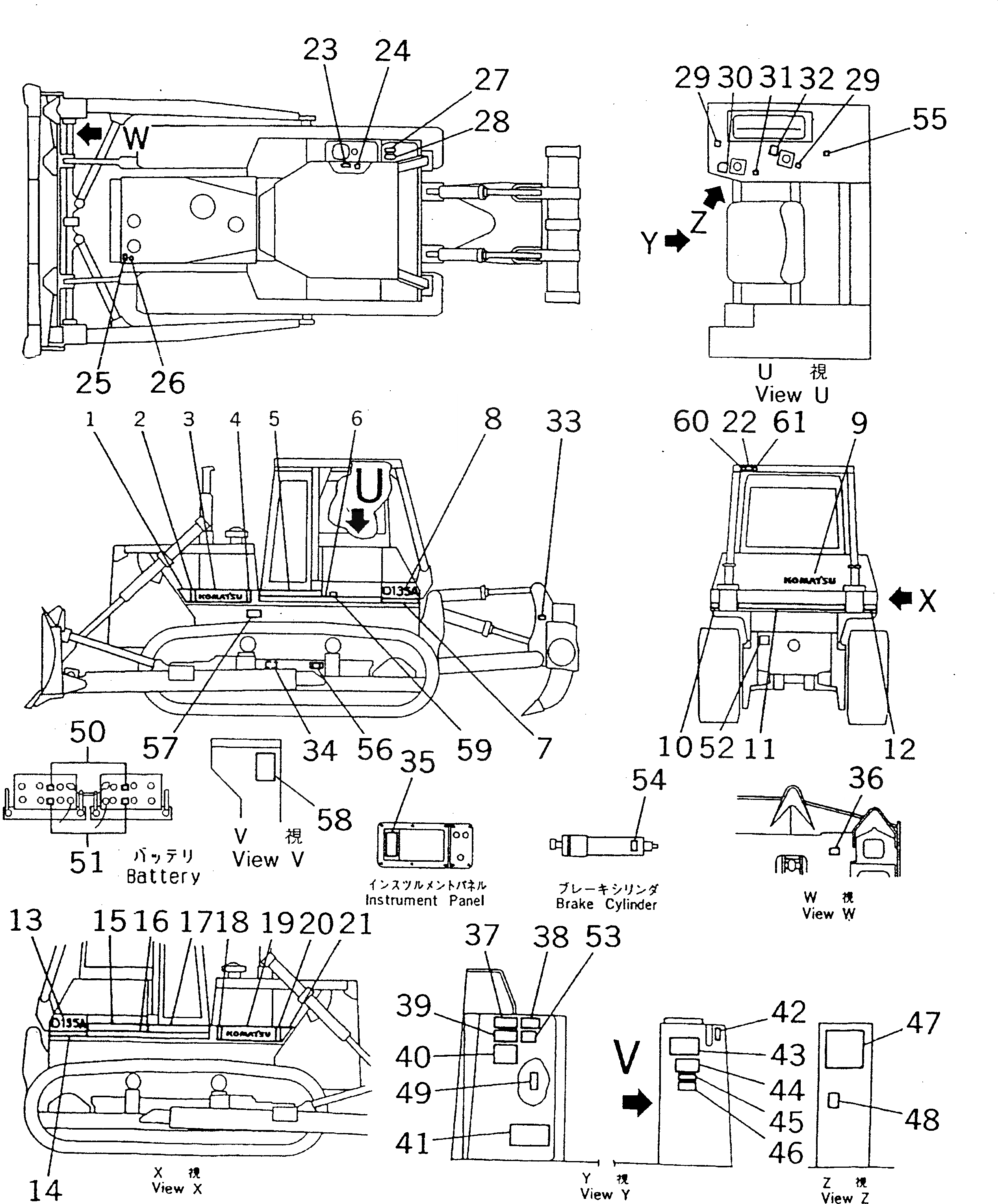 Схема запчастей Komatsu D135A-2 - МАРКИРОВКА (АНГЛ.)(№-) МАРКИРОВКА¤ ИНСТРУМЕНТ И РЕМКОМПЛЕКТЫ