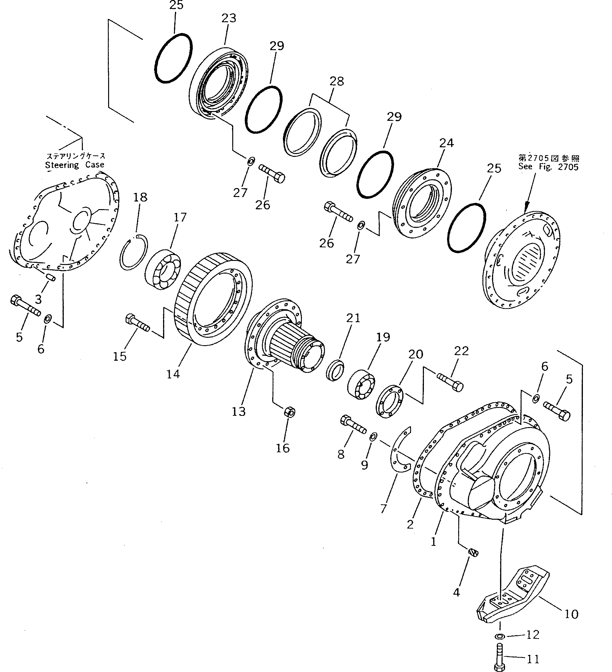 Схема запчастей Komatsu D135A-2 - КОРПУС КОНЕЧН. ПЕРЕДАЧИ И ПРИВОД (/) ГТР CONVERTOR¤ТРАНСМИССИЯ¤ РУЛЕВ. УПРАВЛЕНИЕ И КОНЕЧНАЯ ПЕРЕДАЧА