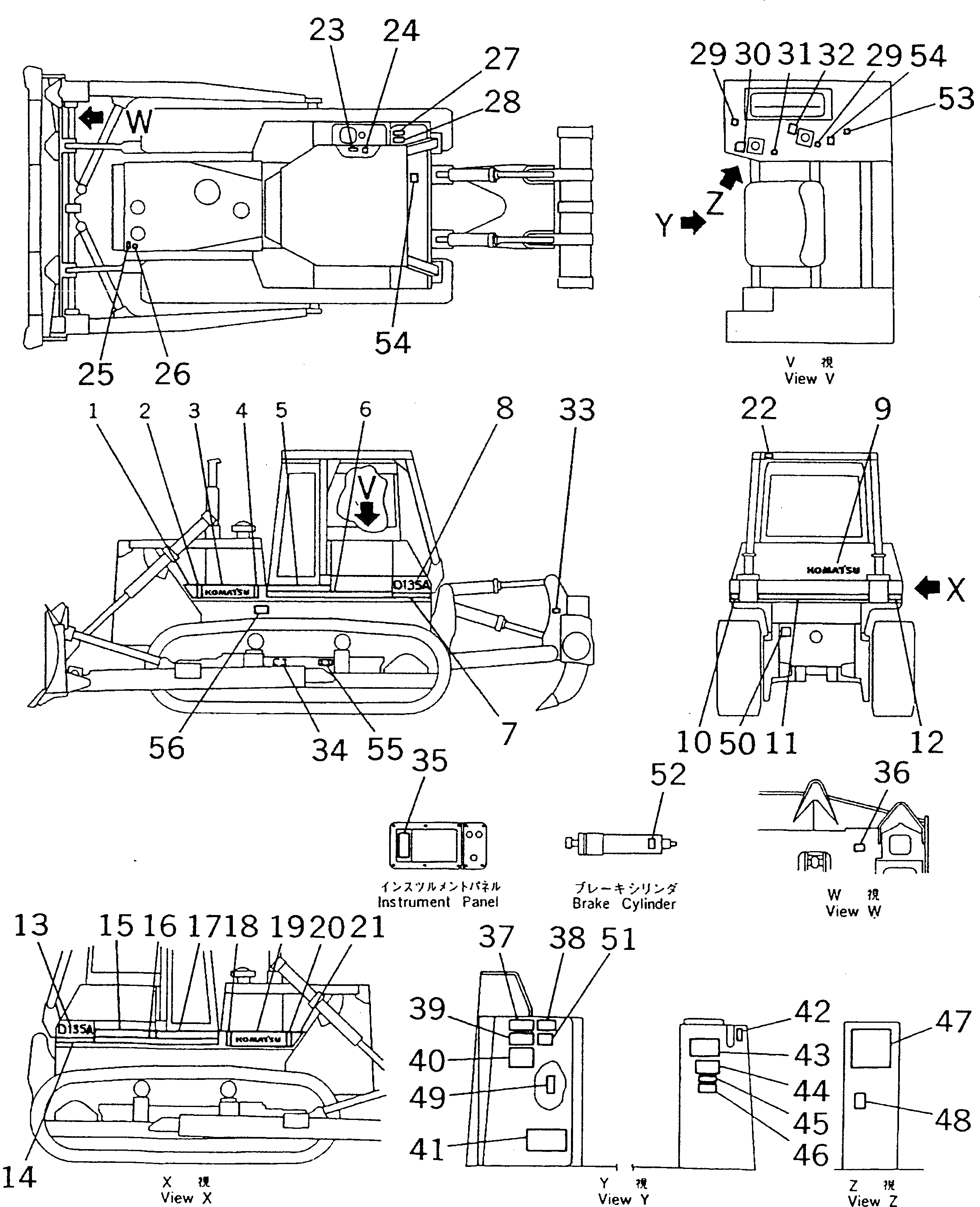 Схема запчастей Komatsu D135A-2 - МАРКИРОВКА (ЯПОН.)(№-) МАРКИРОВКА¤ ИНСТРУМЕНТ И РЕМКОМПЛЕКТЫ