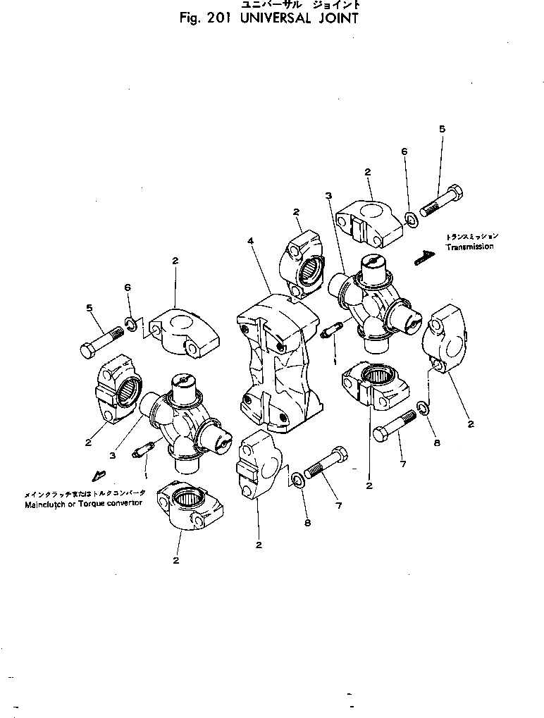Схема запчастей Komatsu D150A-1 - КРЕСТОВИНА ОСНОВН. МУФТА И ТРАНСМИССИЯ