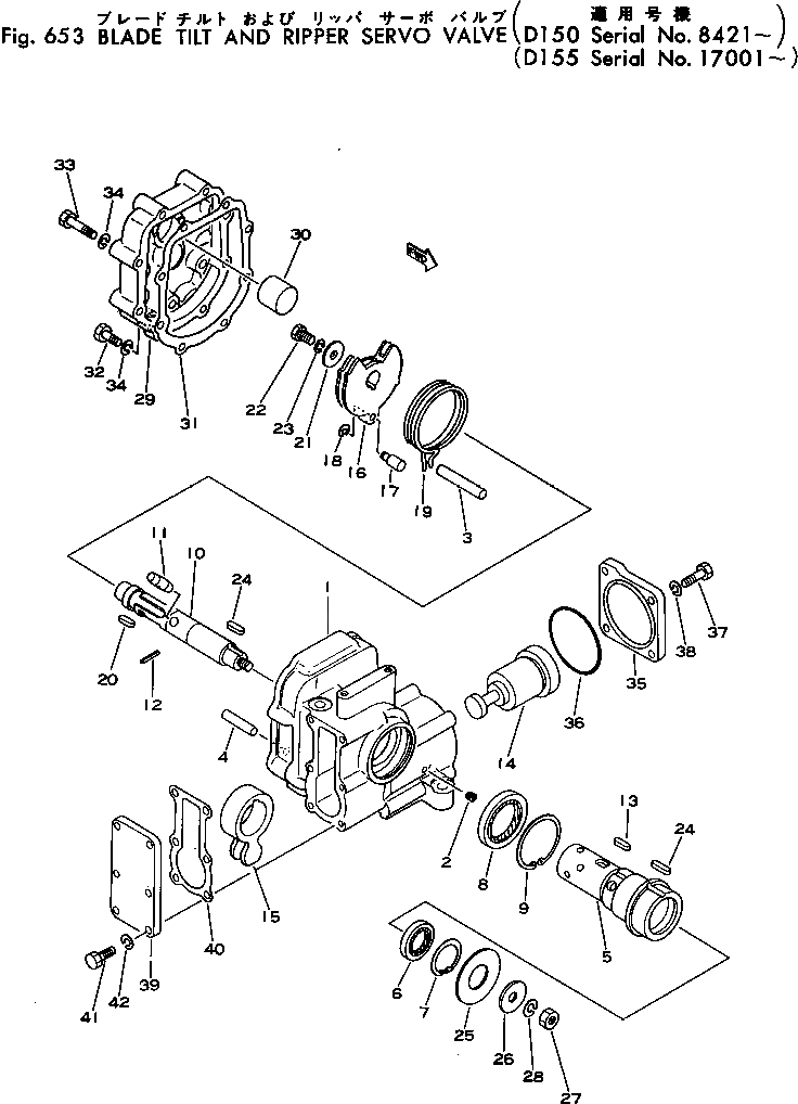 Схема запчастей Komatsu D150A-1 - СЕРВОКЛАПАН РЫХЛ-ЛЯ И ПЕРЕКОСА ОТВАЛА (№8-) УПРАВЛ-Е РАБОЧИМ ОБОРУДОВАНИЕМ
