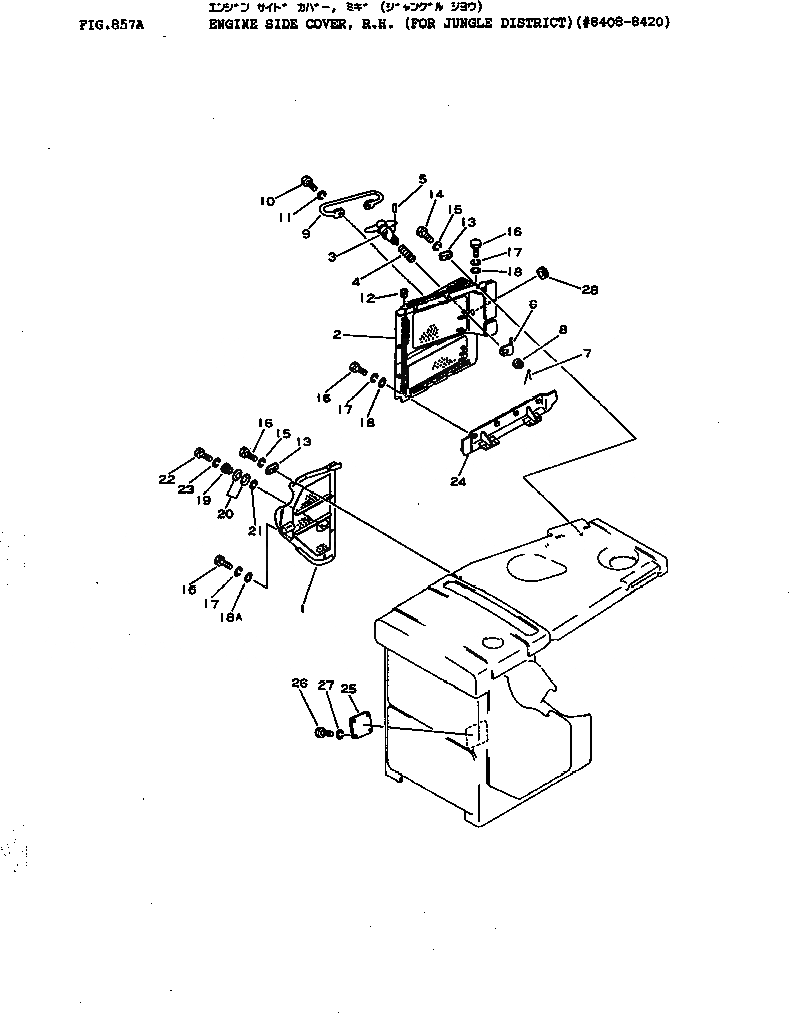 Схема запчастей Komatsu D150A-1 - БОКОВ. КРЫШКА ДВИГ.¤ ПРАВ. (ДЛЯ JUNGLE DISTRICT)(№88-8) ОПЦИОННЫЕ КОМПОНЕНТЫ