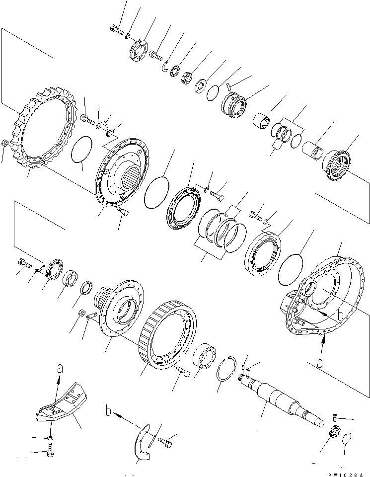 Схема запчастей Komatsu D155A-2A - КОНЕЧНАЯ ПЕРЕДАЧА¤ ПРАВ. (ВАЛ И ЗВЕЗДОЧКА)(№7-) СИЛОВАЯ ПЕРЕДАЧА И КОНЕЧНАЯ ПЕРЕДАЧА