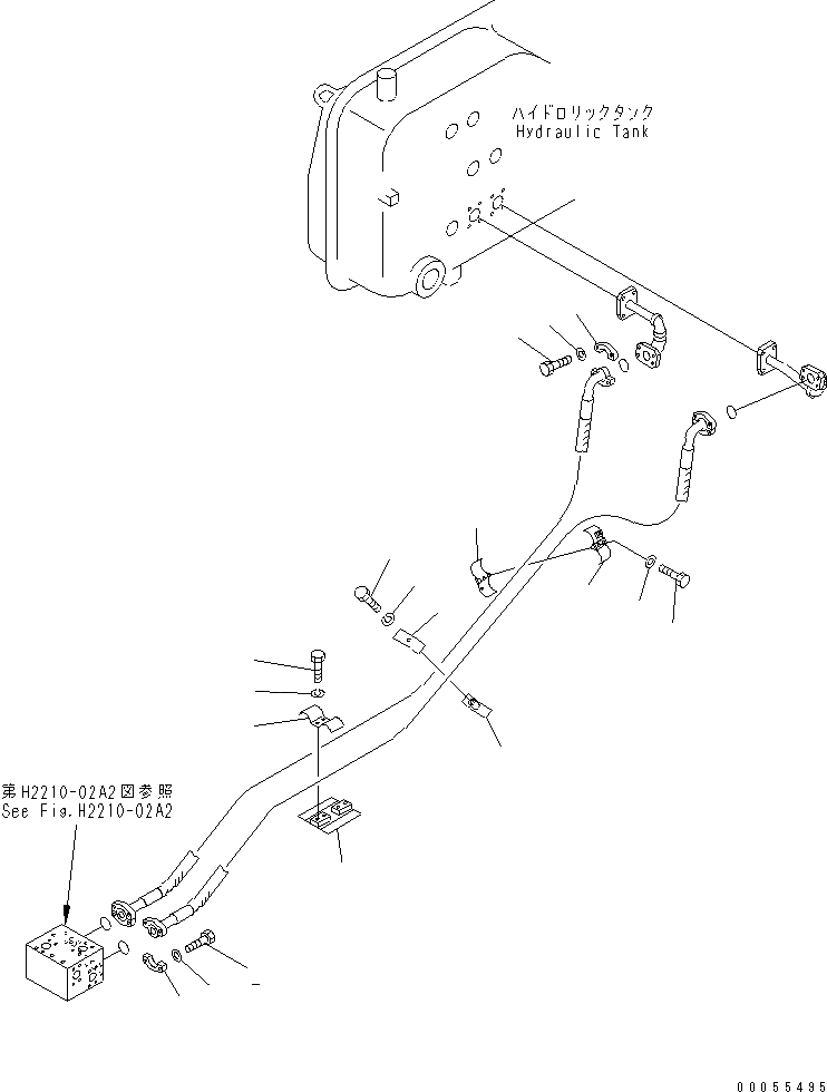 Схема запчастей Komatsu D155A-2A - ГИДРОЛИНИЯ (БАК - ГИДРОЦИЛИНДР ПОДЪЕМА) (/) (ДЛЯ ШЛАКОВОЕ. ПР-ВО)(№8-) ГИДРАВЛИКА