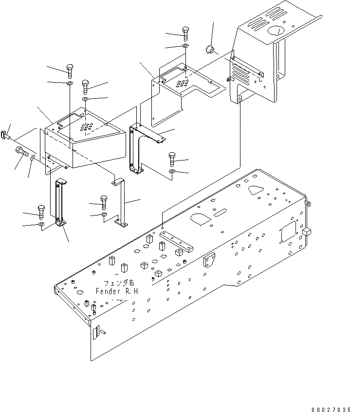 Схема запчастей Komatsu D155A-2A - КРЫШКА КРЫЛА (/) (ДОПОЛН. ФИЛЬТР.) ЧАСТИ КОРПУСА