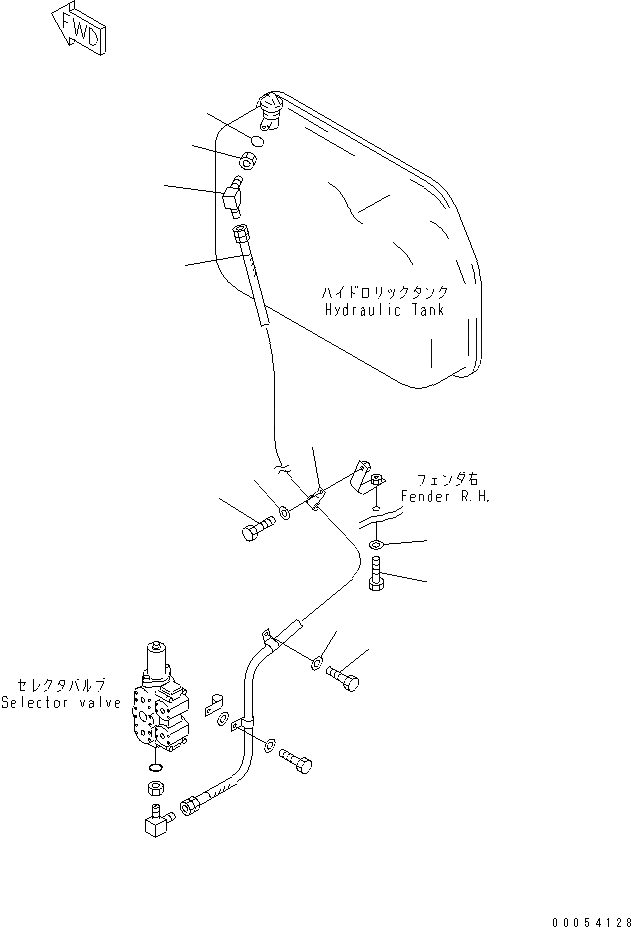 Схема запчастей Komatsu D155A-2A - ГИДРОЛИНИЯ РЫХЛИТЕЛЯ (БАК - КЛАПАН СЕЛЕКТОРА) (ДЛЯ ШЛАКОВОЕ. ПР-ВО)(№89-) ЧАСТИ КОРПУСА