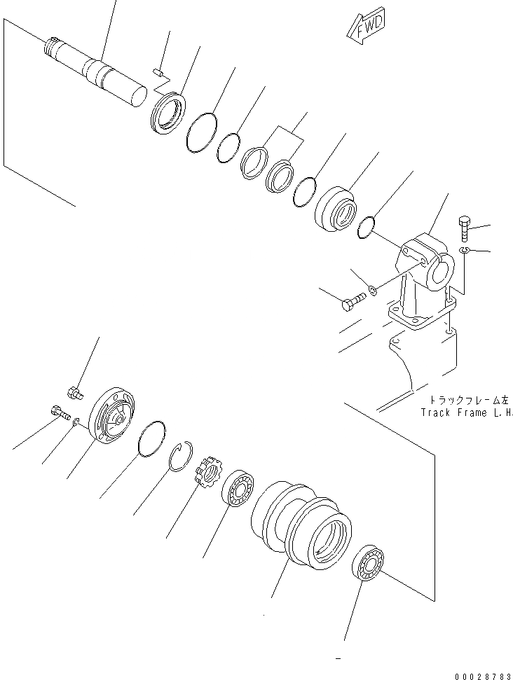 Схема запчастей Komatsu D155A-2A - ПОДДЕРЖИВАЮЩИЙ КАТОК (ЛЕВ.) ХОДОВАЯ